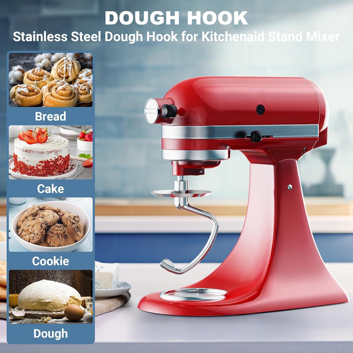 Stainless Steel Spiral Dough Hook for Kitchenaid Stand Mixer, 4.5 Qt - 5 Qt Tilt-Head Stand Mixer Attachments for Kitchenaid Dough Hook - Dishwasher Safe by Cofun Stainless Steel Spiral Dough Hook for Kitchenaid Stand Mixer, 4.5 Qt - 5 Qt Tilt-Head Stand Mixer Attachments for Kitchenaid Dough Hook - Dishwasher Safe by Cofun