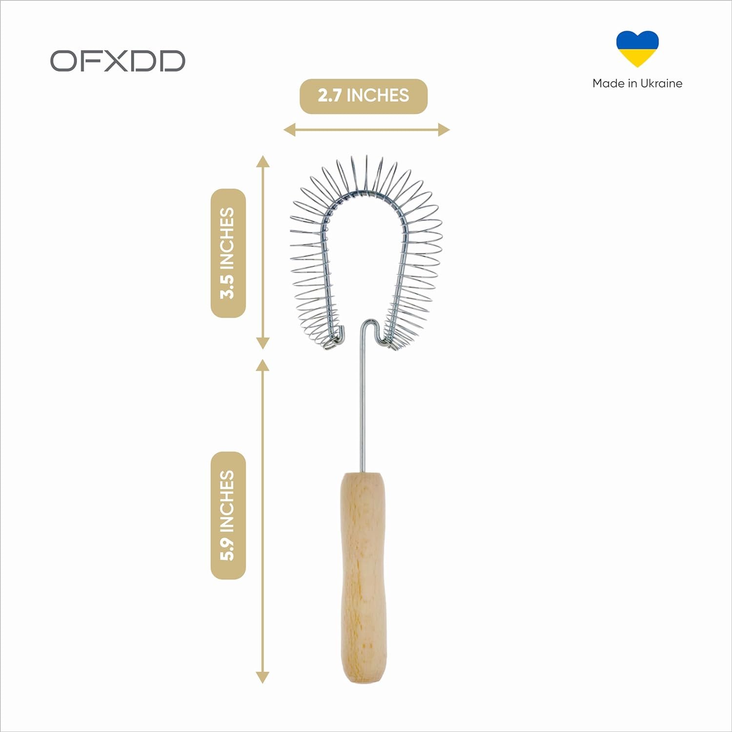 Stainless Steel Spiral Wire Whisk - Heavy Duty Coil Sauce  Gravy Whipper - Wooden Handheld Egg Whisks
