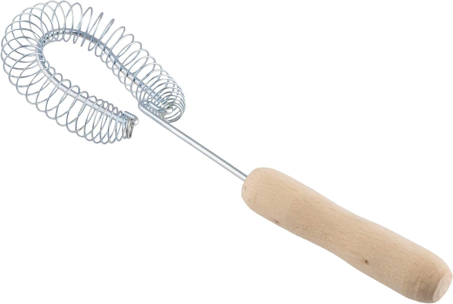 Stainless Steel Spiral Wire Whisk - Heavy Duty Coil Sauce  Gravy Whipper - Wooden Handheld Egg Whisks