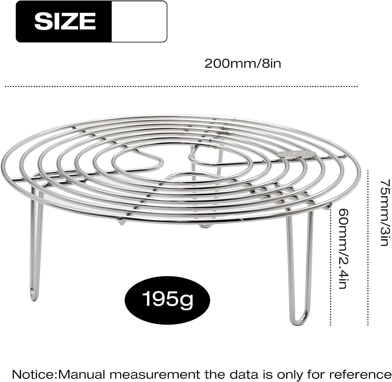 Stainless Steel Steamer Rack, Round Cooking Rack, Canning Rack, Grilling Rack, Cooling Rack, Pot Trivet for Baking Canning Cooking
