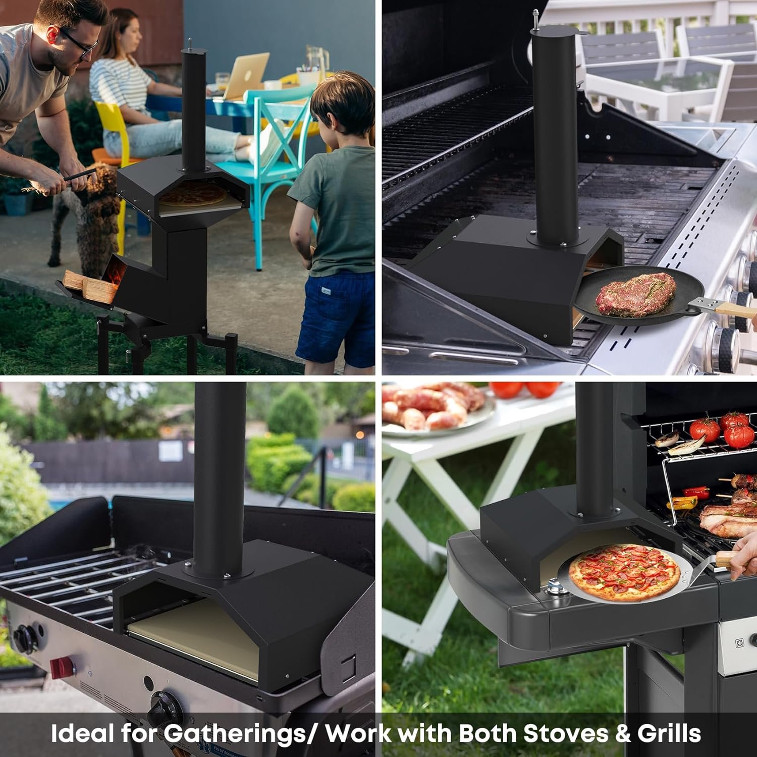 Stanbroil 14 Inch Pizza Oven Box Fits Wood Burning Stove, Stove/Grill Top Pizza Maker with Pizza Stone