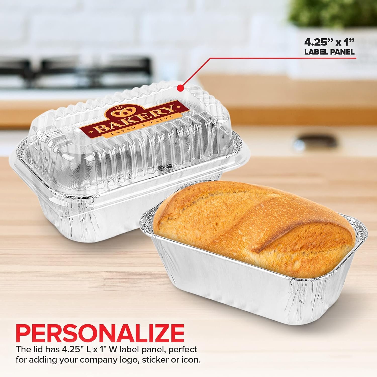 Stock Your Home Disposable Aluminum Mini Loaf Pans with Lids, 1 lb (30 Pack) New  Improved Plastic Dome Lid Foil Baking Tins, Tin Pans for Cake, Bread, Holiday Baked Goods Packaging