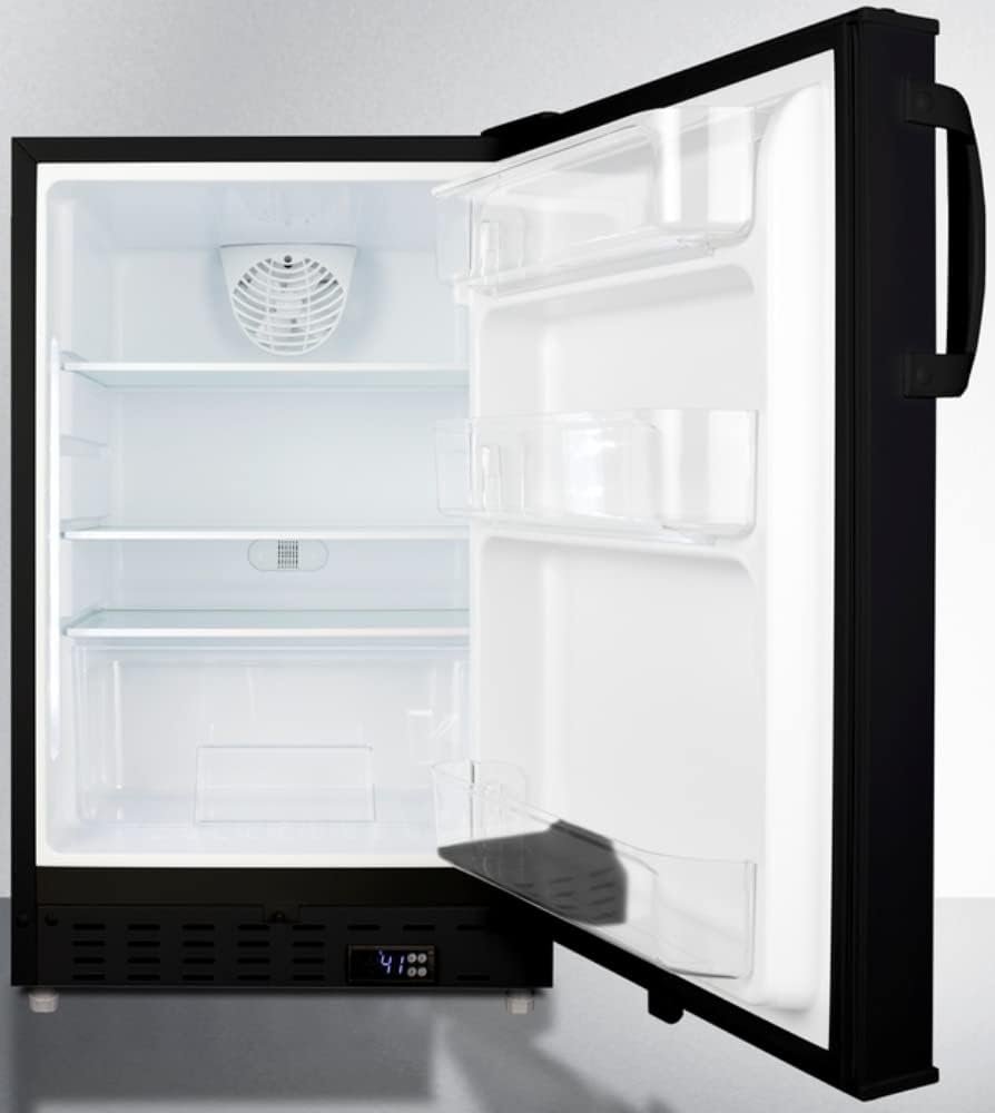 Summit Appliance ALR47B Built-in Undercounter ADA Compliant Residential All-Refrigerator in Black with Door Storage, Interior Light, Open Door Alarm, Adjustable Thermostat and Automatic Defrost