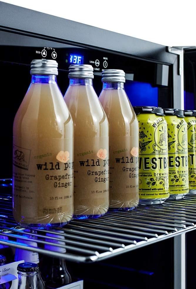 Summit Appliance SCR2466BPNR 24 Wide Built-In Beverage Cooler; 4.2 Capacity; Auto Defrost; Slotted Floor; Temperature Alarm; Front Lock and Black Cabinet