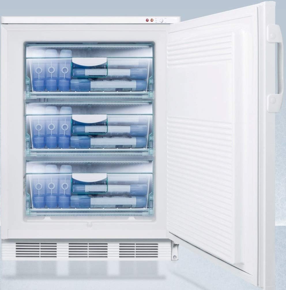 Summit Appliance VT65MLPRO 24 Wide -25ºC All-Freezer for Freestanding Use with Manual Defrost, Pull-out Drawers, Adjustable Thermostat, Lock and Probe Hole for User-Installed Monitor