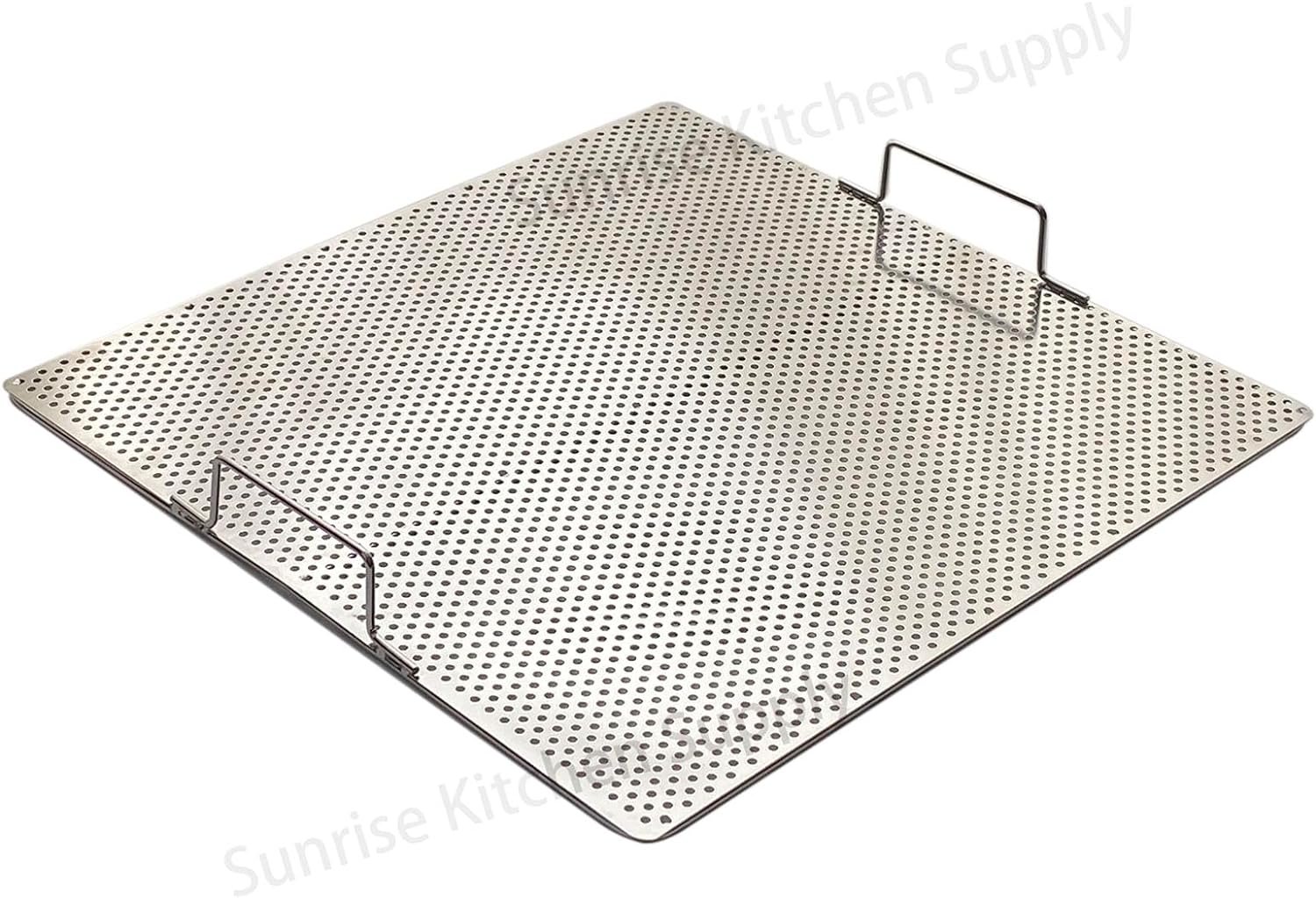 Sunrise Stainless Steel Fryer Screen with Handles (Solid Screen) (1, 17.5 x 17.5 x 2)