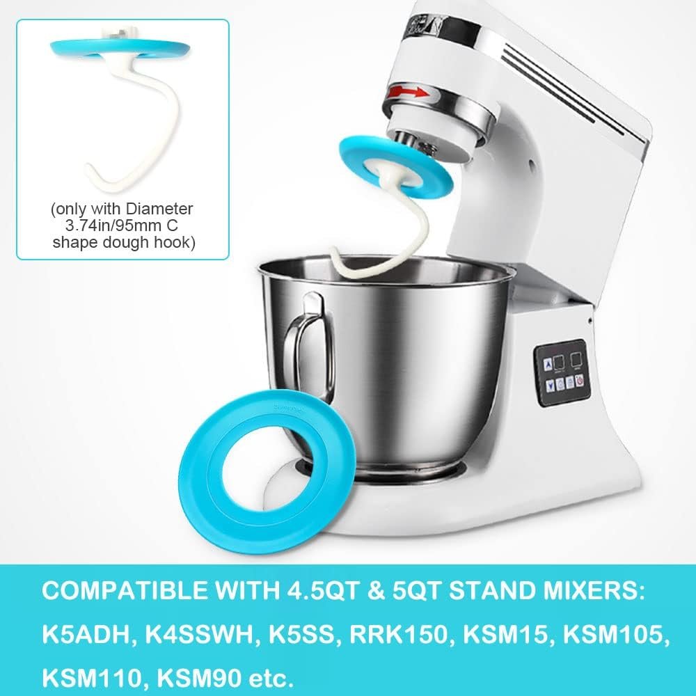 Sunsetbaby Dough Hook Shield for Kitchenaid Mixer, Keep The Mixer Clean, Fit All Type C Shape 3.74in/95mm Diameter Kitchenaid Stand Mixer Hooks (Blue) Sunsetbaby Dough Hook Shield for Kitchenaid Mixer, Keep The Mixer Clean, Fit All Type C Shape 3.74in/95mm Diameter Kitchenaid Stand Mixer Hooks (Blue)