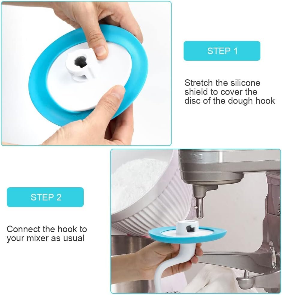 Sunsetbaby Dough Hook Shield for Kitchenaid Mixer, Keep The Mixer Clean, Fit All Type C Shape 3.74in/95mm Diameter Kitchenaid Stand Mixer Hooks (Blue) Sunsetbaby Dough Hook Shield for Kitchenaid Mixer, Keep The Mixer Clean, Fit All Type C Shape 3.74in/95mm Diameter Kitchenaid Stand Mixer Hooks (Blue)