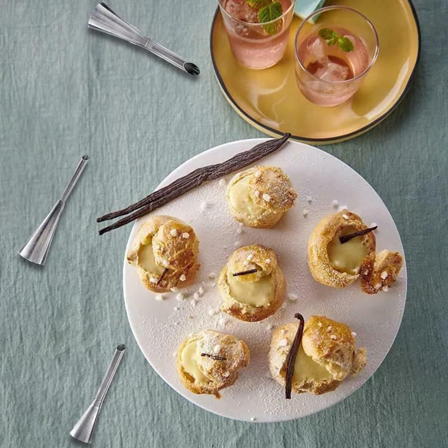 Suuker 3pcs/set Cream Icing Piping Nozzle Tips, Professional Stainless Steel Long Cream Puff Nozzle Decor Small Pastry Icing Piping Decorating Tools(Silver) Suuker 3pcs/set Cream Icing Piping Nozzle Tips, Professional Stainless Steel Long Cream Puff Nozzle Decor Small Pastry Icing Piping Decorating Tools(Silver)