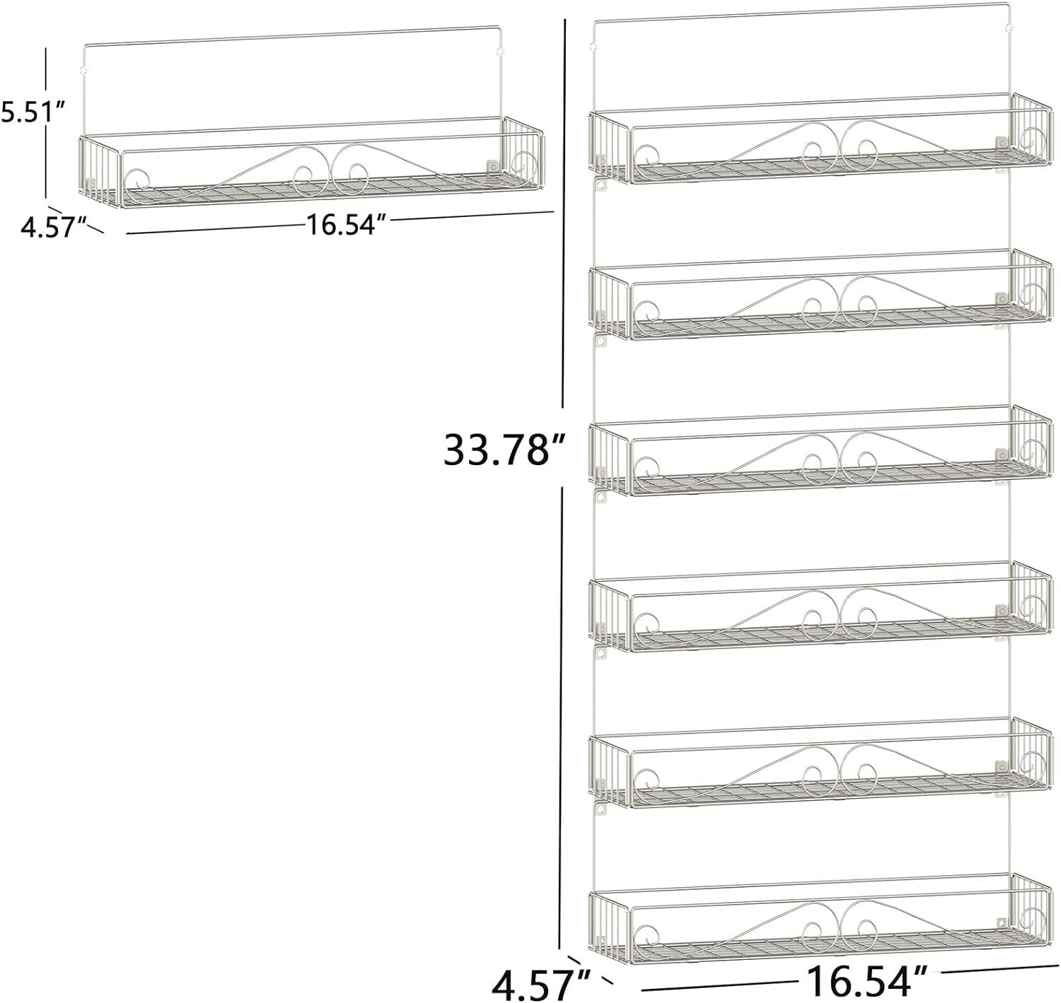 SWOMMOLY Wall Mount Spice Rack, 6 Pack Large-capacity Spice Racks, Stackable Foldable Spice Cans Organizer Shelf,Silver SWOMMOLY Wall Mount Spice Rack, 6 Pack Large-capacity Spice Racks, Stackable Foldable Spice Cans Organizer Shelf,Silver