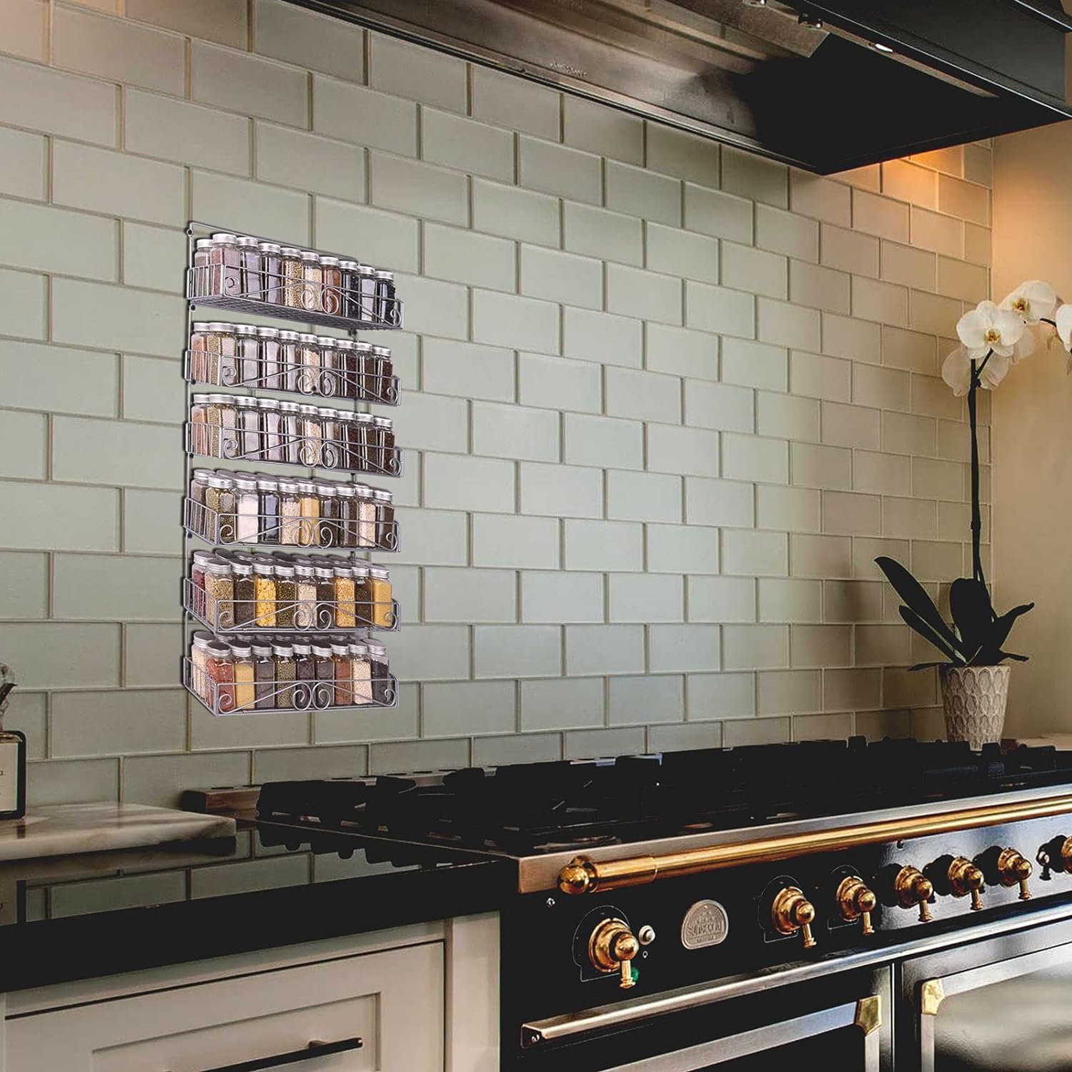 SWOMMOLY Wall Mount Spice Rack, 6 Pack Large-capacity Spice Racks, Stackable Foldable Spice Cans Organizer Shelf,Silver SWOMMOLY Wall Mount Spice Rack, 6 Pack Large-capacity Spice Racks, Stackable Foldable Spice Cans Organizer Shelf,Silver