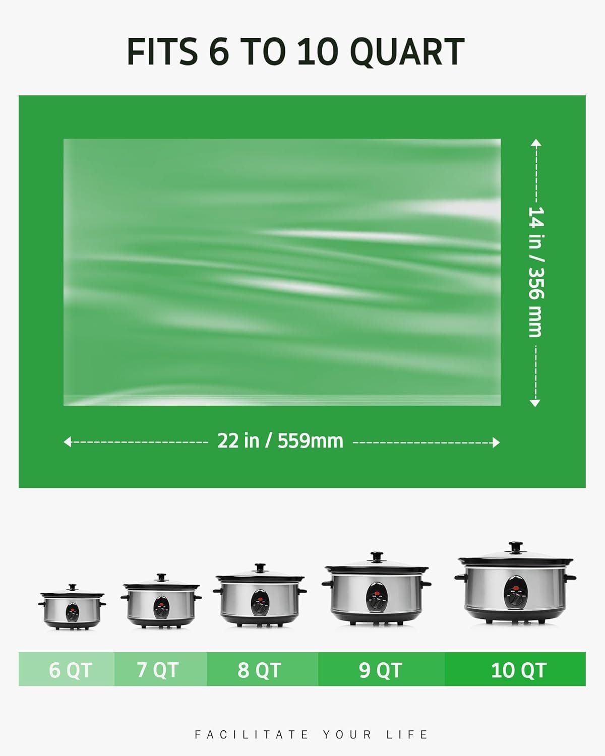 Syntus Slow Cooker Liners, 10 Count Cooking Bags Small Size Disposable Pot Liners Plastic Bags, Fit 1QT to 3QT for Slow Cooker Cooking Trays, 10.5x 17.5, 10 Liners