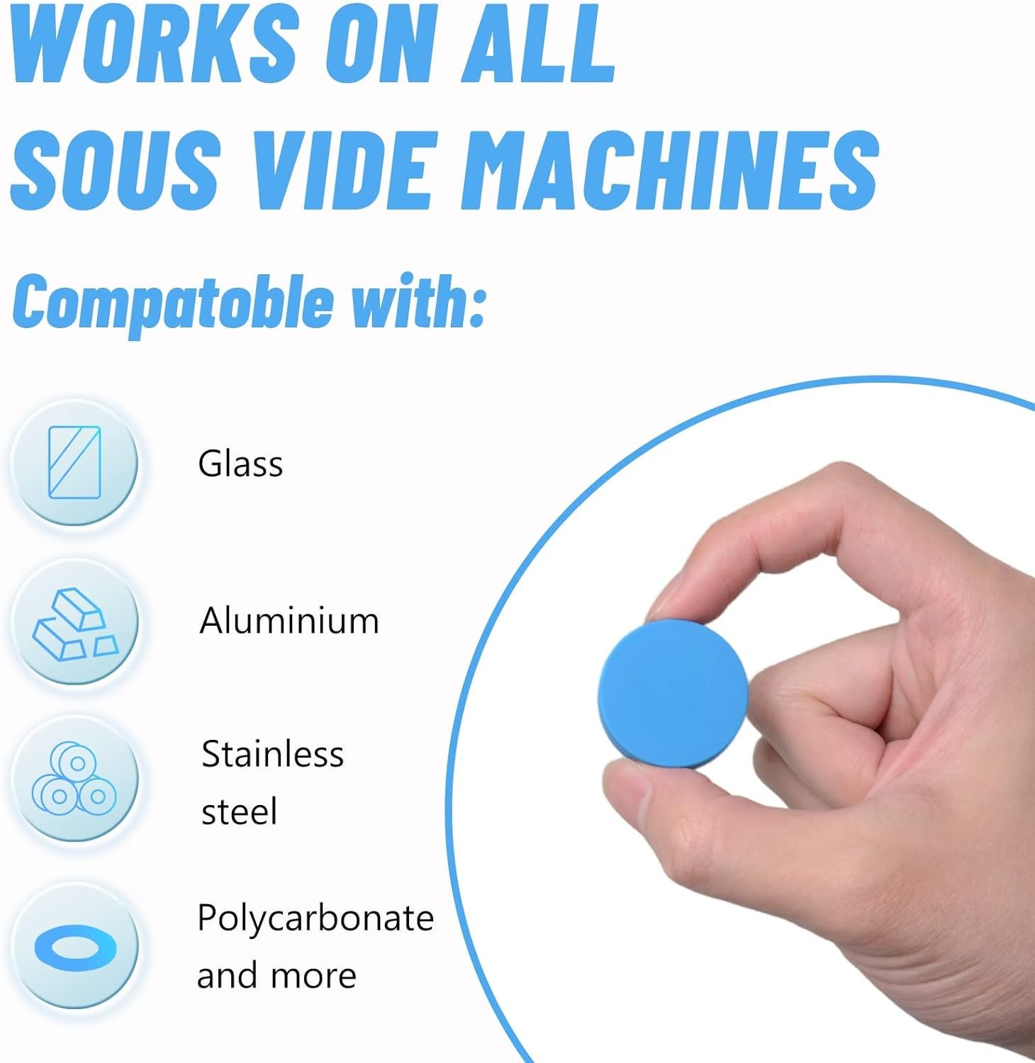 T-mark 4 Pack Sous Vide Magnets, Keep Bags Submerged and in Place-Prevent Floating Bags and Undercooking Food Safe Silicone and Stainless Steel Better Performance than Magnets, Clips or Rack