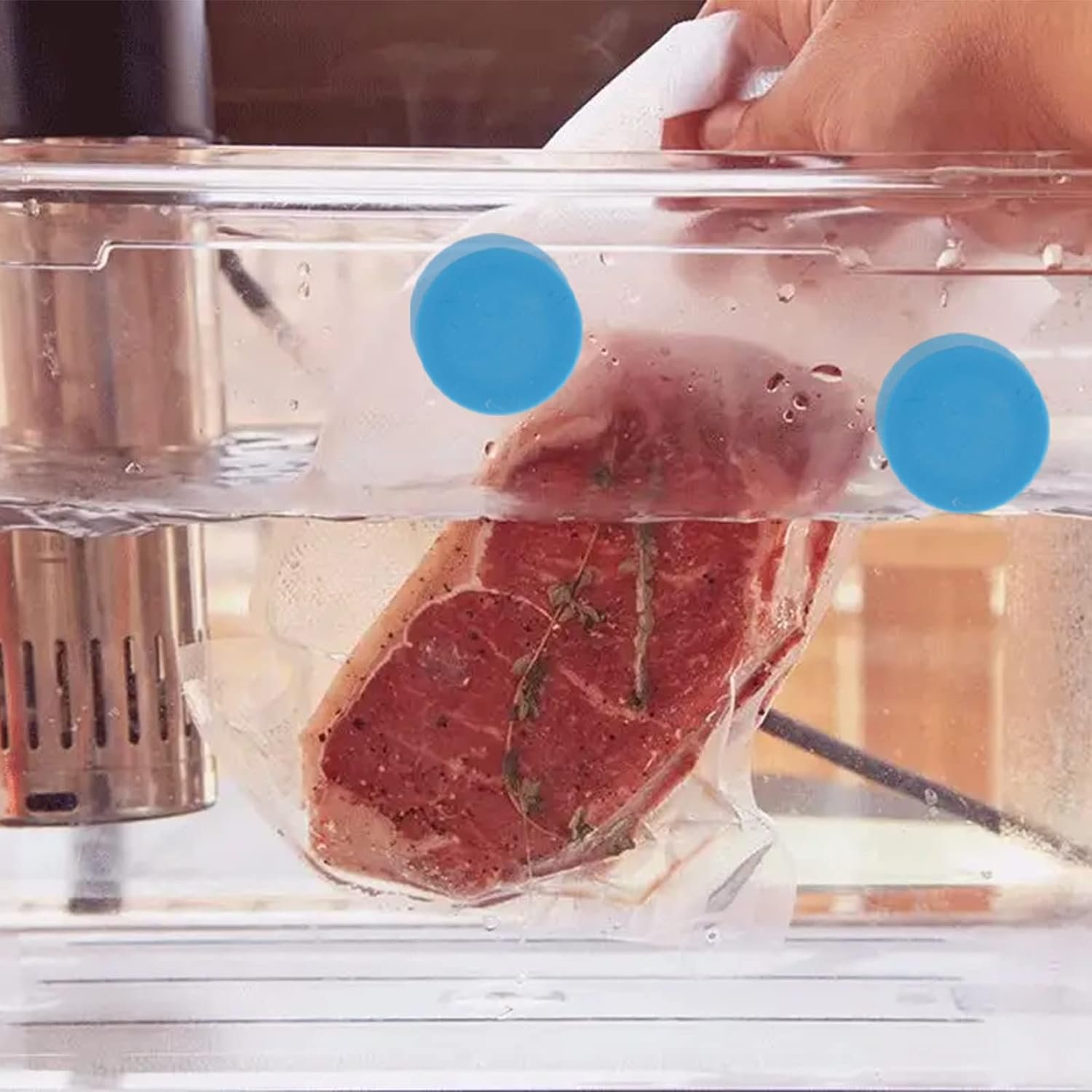T-mark 4 Pack Sous Vide Magnets, Keep Bags Submerged and in Place-Prevent Floating Bags and Undercooking Food Safe Silicone and Stainless Steel Better Performance than Magnets, Clips or Rack