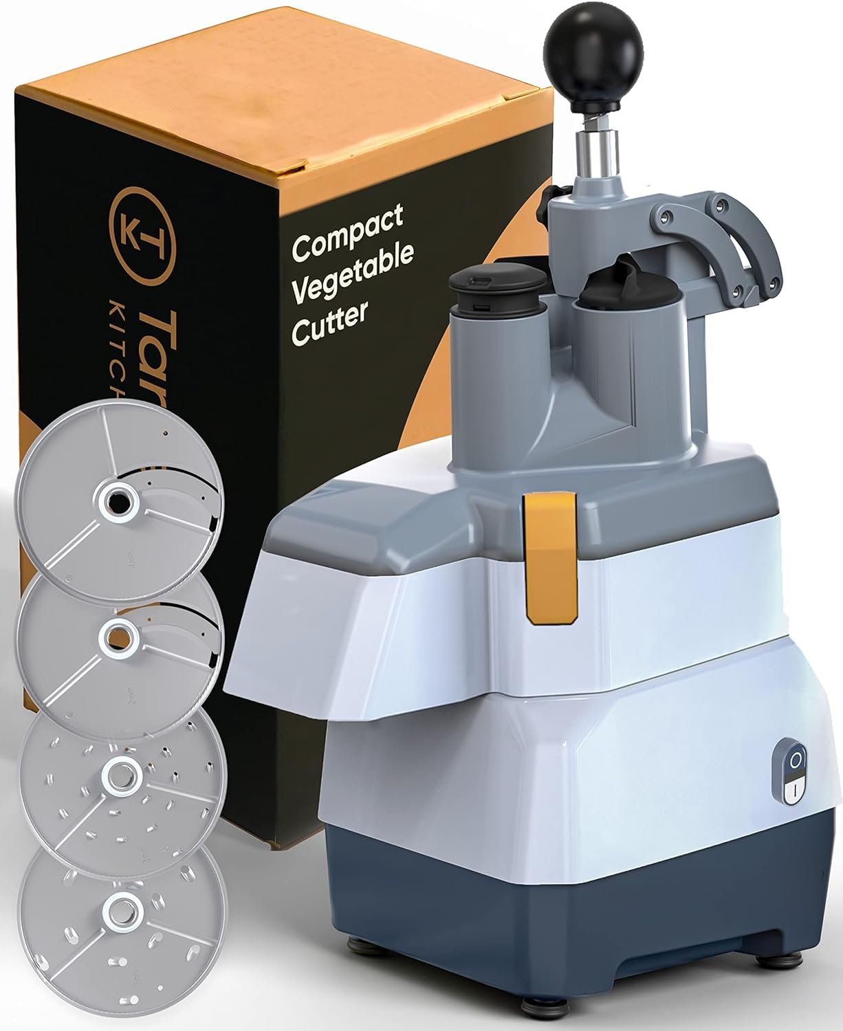 Tartle Kitchen TK 110V Commercial Food Processor - 2 Feeding Holes, 550W Electric Vegetable Slicer - Multifunctional Automatic Cutter for Potato, Onion, Fruit and Cheese Grating - 6 Blades