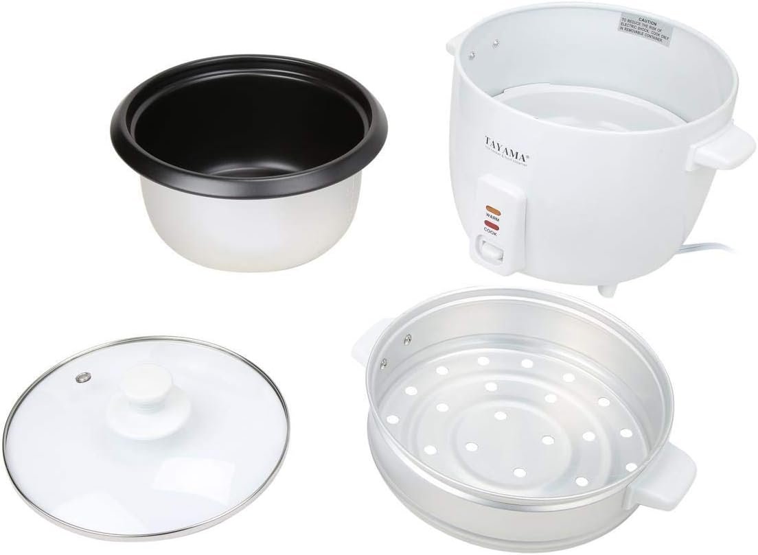 Tayama Rice Cooker with Steam Tray 8 Cups, White (RC-8R)