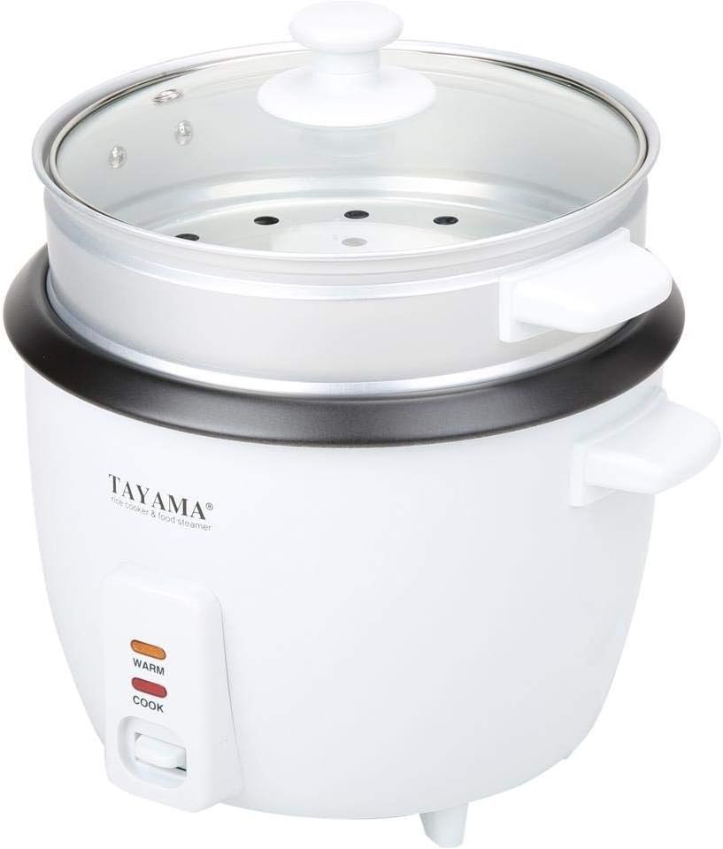 Tayama Rice Cooker with Steam Tray 8 Cups, White (RC-8R)