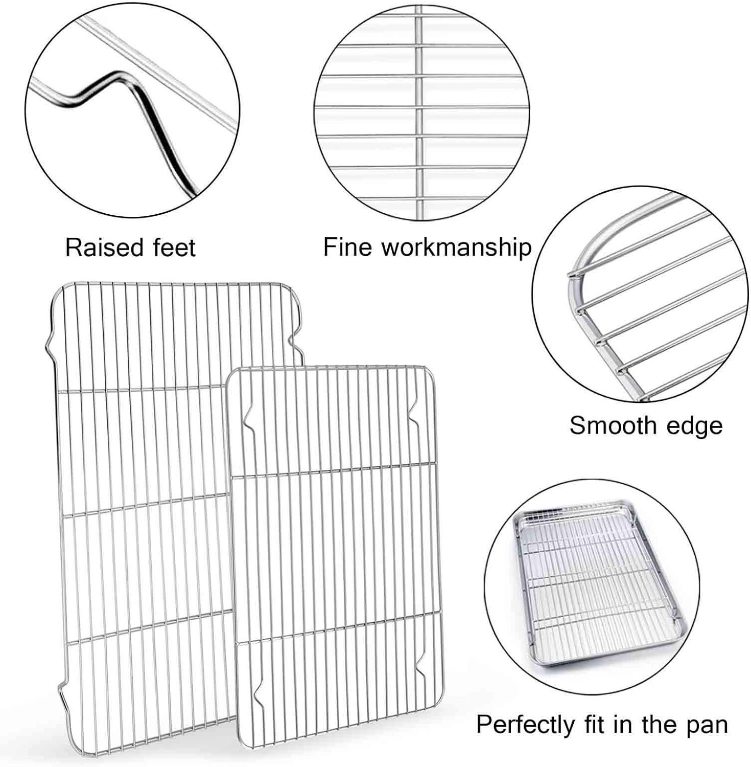 TeamFar Baking Sheet with Rack Set, Stainless Steel Cookie Sheet Baking Pans with Cooling Rack, Non Toxic  Healthy, Rust Free  Heavy Duty, Mirror Finish  Easy Clean, Dishwasher Safe - 6 Pieces TeamFar Baking Sheet with Rack Set, Stainless Steel Cookie Sheet Baking Pans with Cooling Rack, Non Toxic  Healthy, Rust Free  Heavy Duty, Mirror Finish  Easy Clean, Dishwasher Safe - 6 Pieces