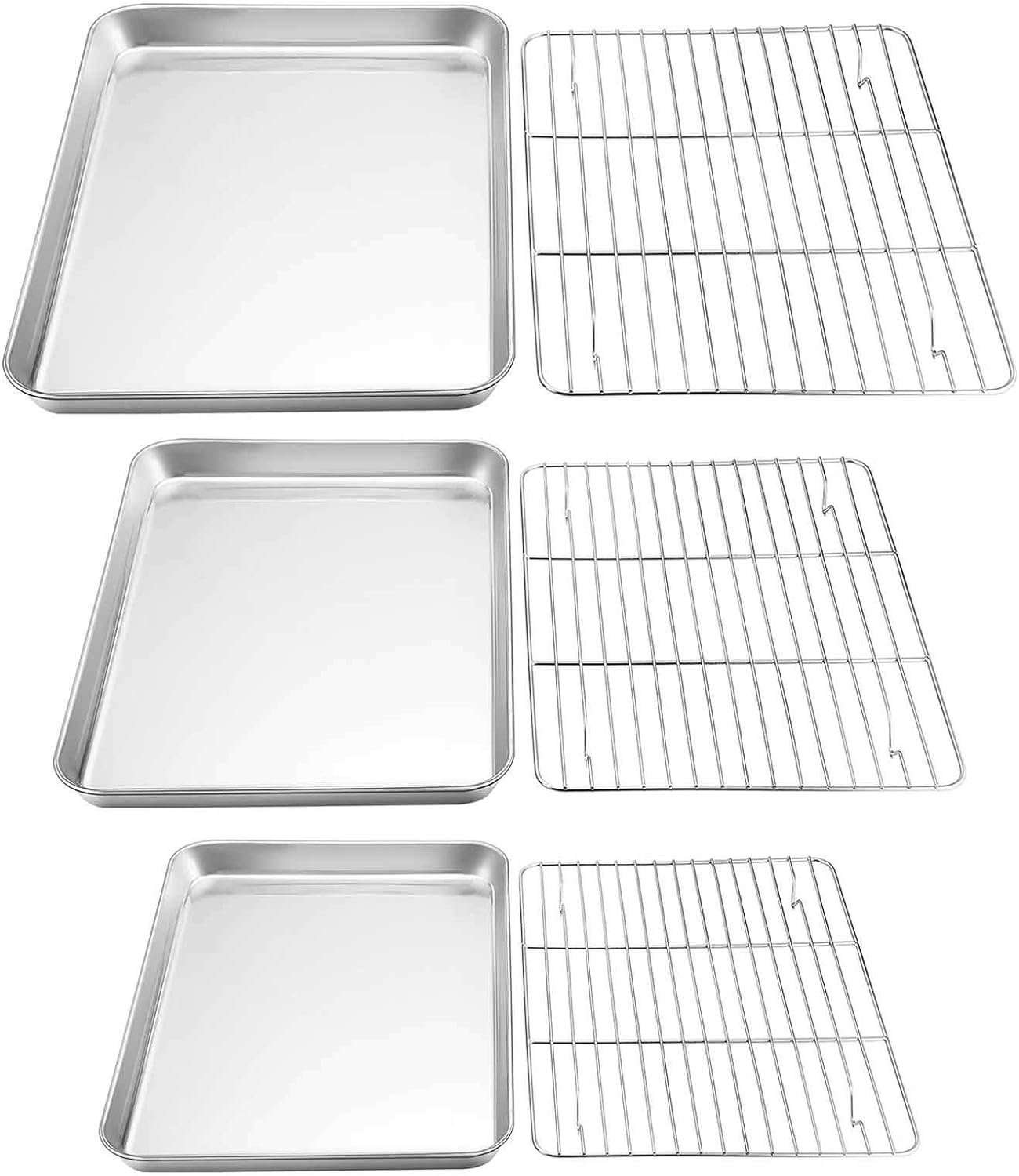 TeamFar Baking Sheet with Rack Set, Stainless Steel Cookie Sheet Baking Pans with Cooling Rack, Non Toxic  Healthy, Rust Free  Heavy Duty, Mirror Finish  Easy Clean, Dishwasher Safe - 6 Pieces TeamFar Baking Sheet with Rack Set, Stainless Steel Cookie Sheet Baking Pans with Cooling Rack, Non Toxic  Healthy, Rust Free  Heavy Duty, Mirror Finish  Easy Clean, Dishwasher Safe - 6 Pieces