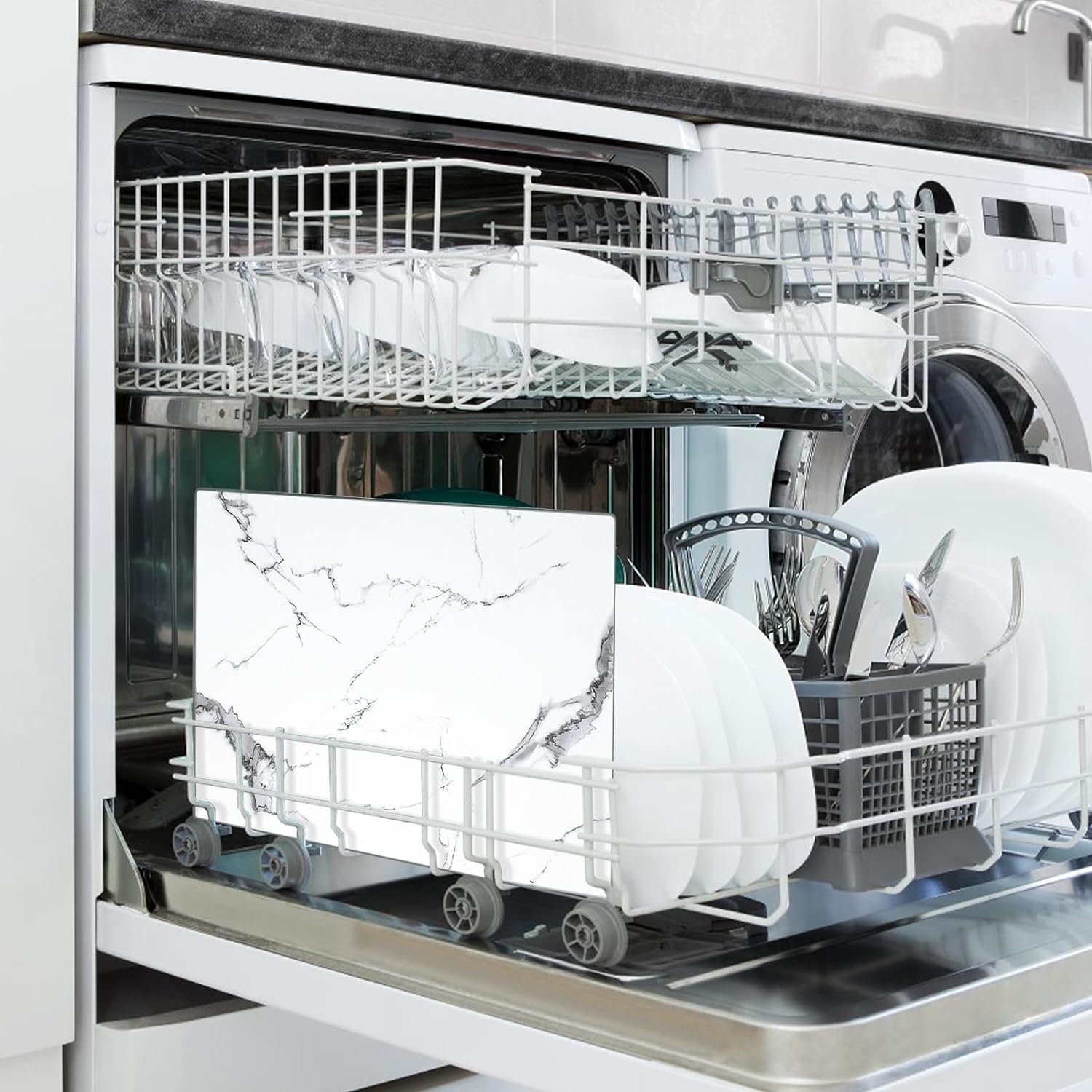 Tempered Glass Cutting Board for Kitchen, 16x 12 Clear Cutting Board for Countertop, Decorative Kitchen Mat, Scratch, Heat and Shatter Resistant, Easy to Clean and Durable