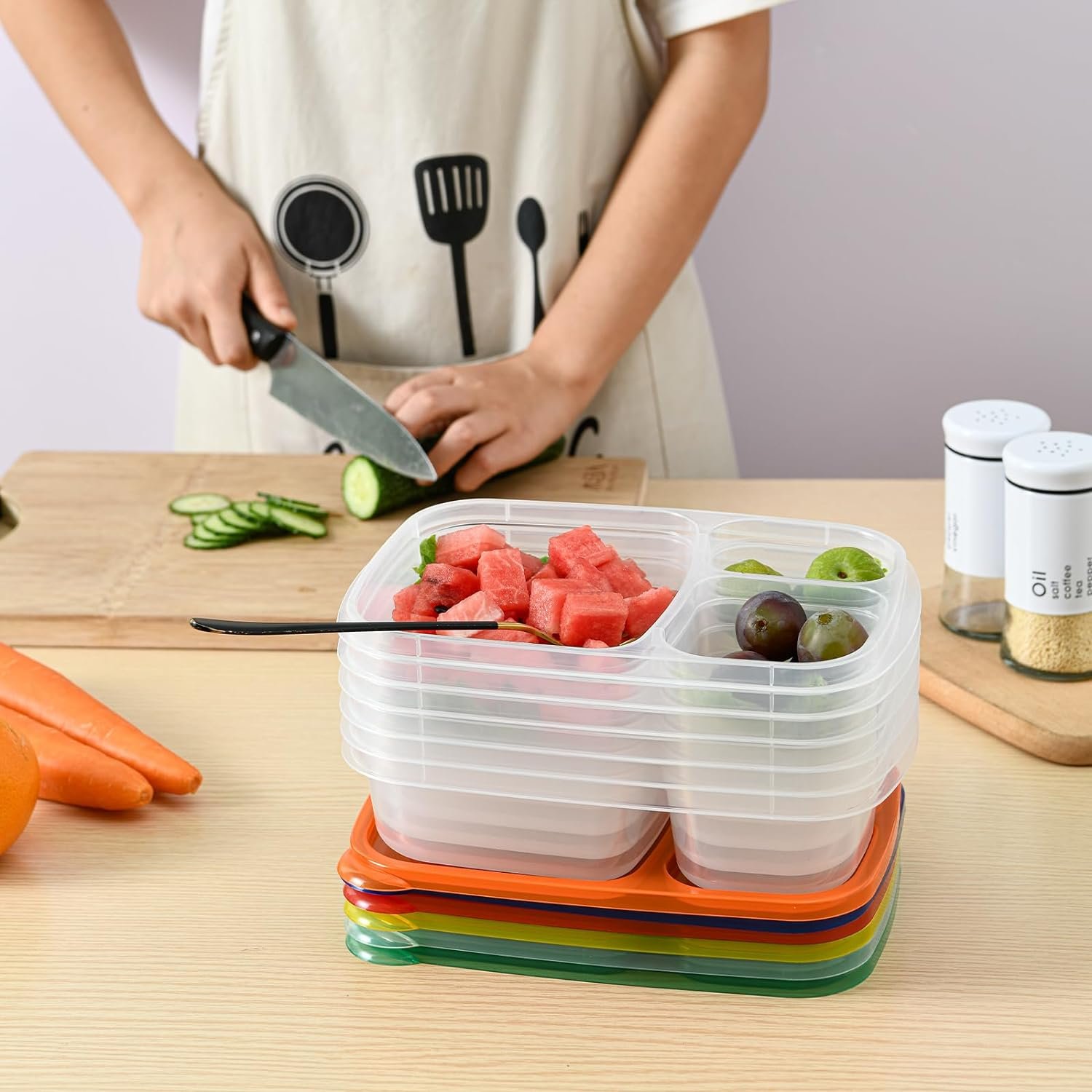 TeTeBak Food Storage Containers with Lids Airtight 6PCS Removable Individual BPAFree Plastic Food Containers for Pantry Organization and Storage, Stackable Meal Prep Containers Reusable TeTeBak Food Storage Containers with Lids Airtight 6PCS Removable Individual BPAFree Plastic Food Containers for Pantry Organization and Storage, Stackable Meal Prep Containers Reusable