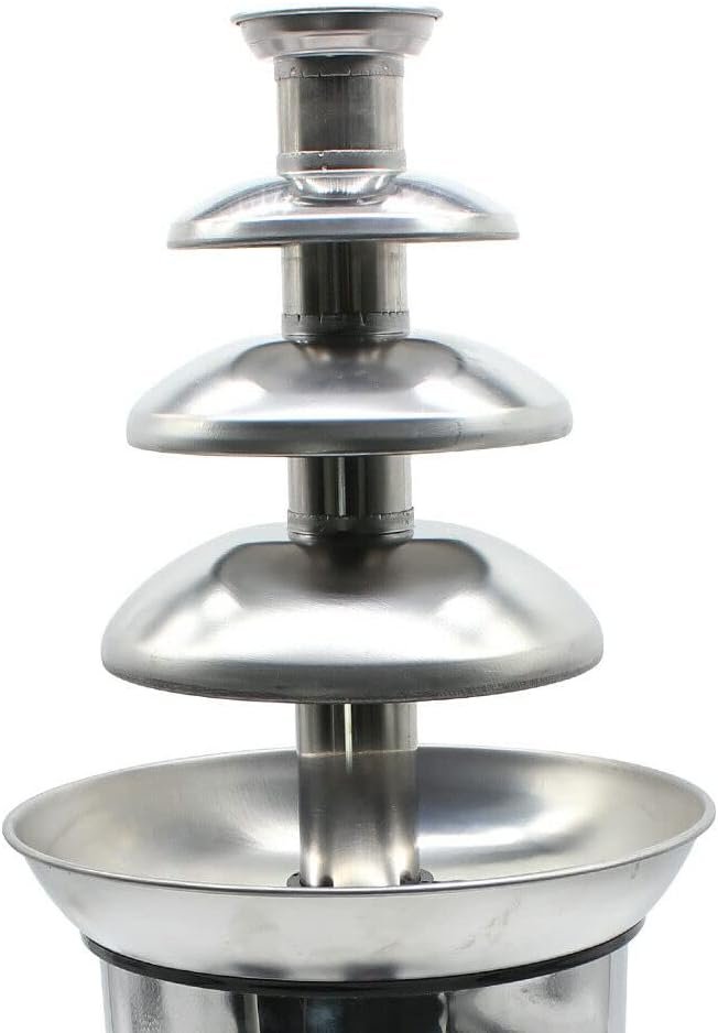 TFCFL Chocolate Fountain 4 Tier Hot Chocolate Fondue Fountain Machine Stainless Steel Chocolate Melting Tower 2.2lb Capacity for Chocolate Sauce Candy Nacho Cheese Ranch