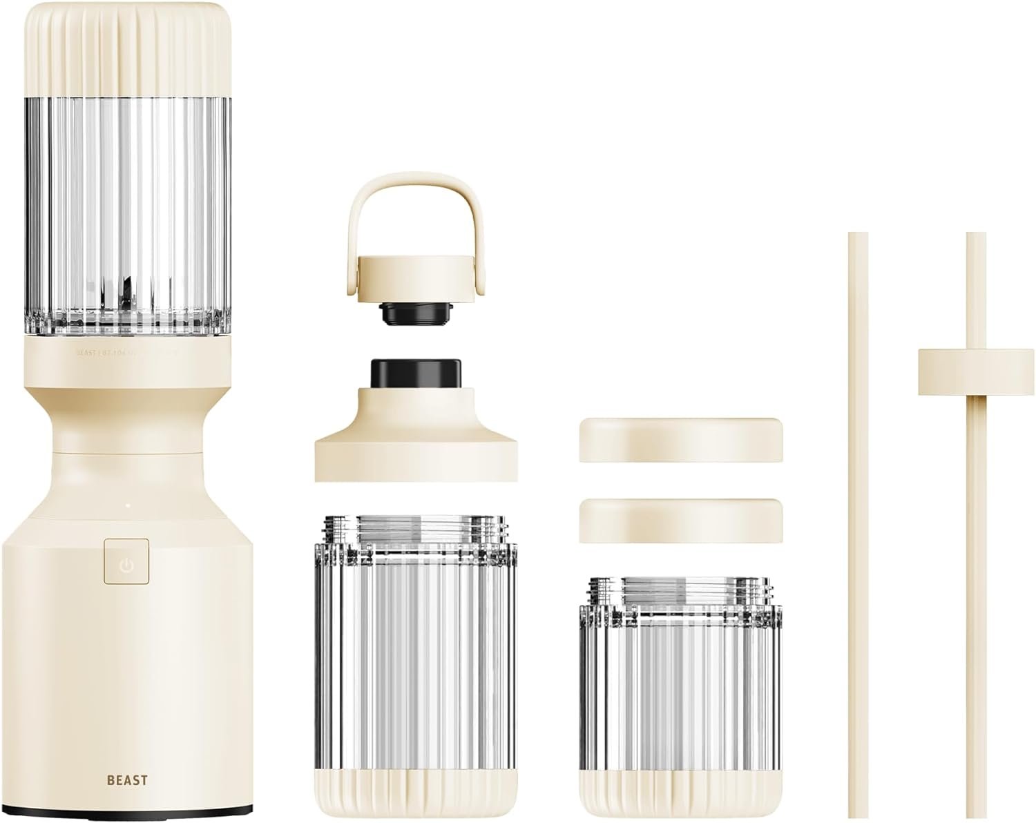 The Beast Mini Blender Plus | Mini Countertop Kitchen Blender | Blend Smoothies and Shakes, Dressings, Sauces, Dips | Extra Vessels, Straw Cap and Straws Included | 600W (Sand) The Beast Mini Blender Plus | Mini Countertop Kitchen Blender | Blend Smoothies and Shakes, Dressings, Sauces, Dips | Extra Vessels, Straw Cap and Straws Included | 600W (Sand)