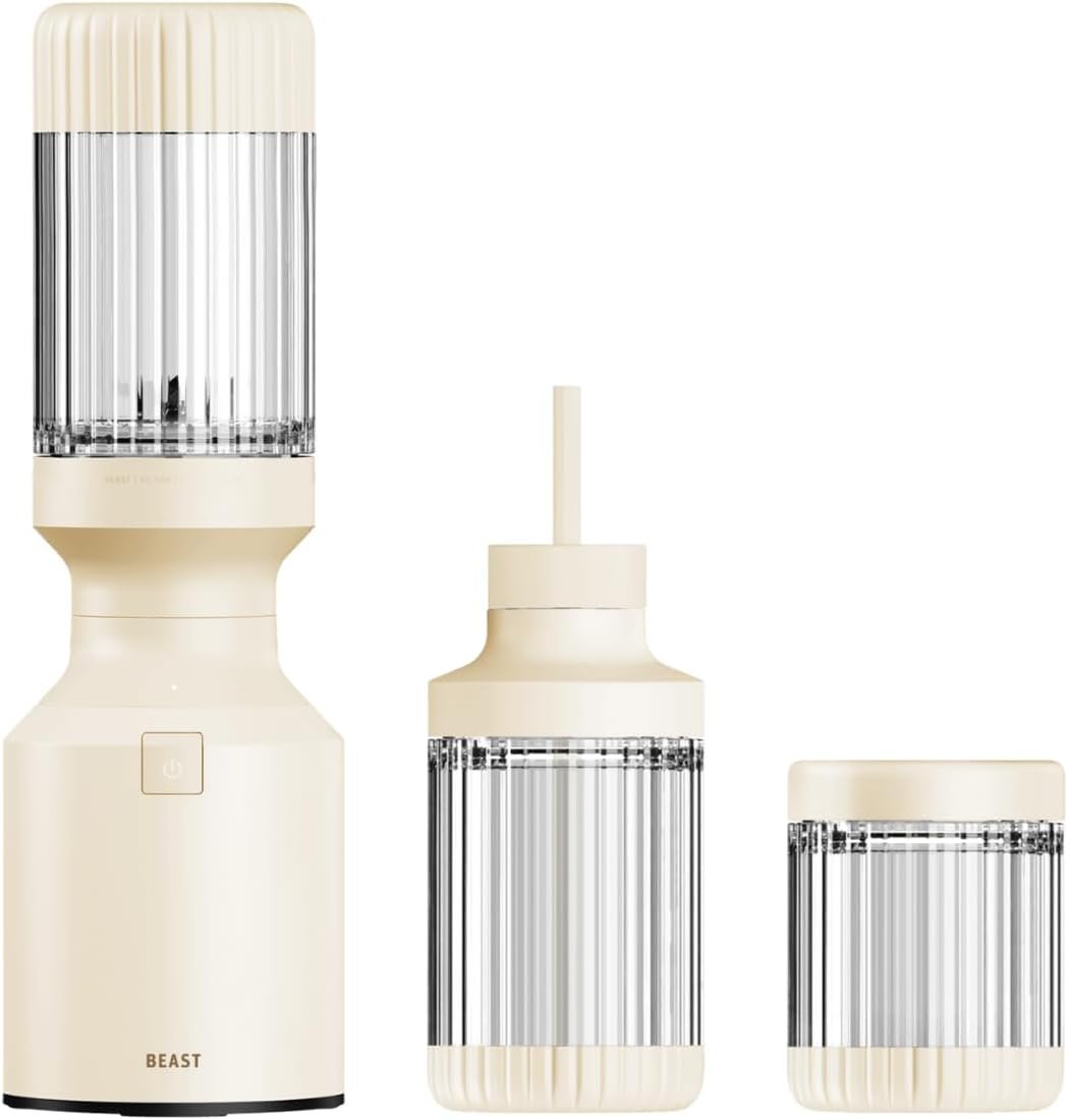 The Beast Mini Blender Plus | Mini Countertop Kitchen Blender | Blend Smoothies and Shakes, Dressings, Sauces, Dips | Extra Vessels, Straw Cap and Straws Included | 600W (Sand) The Beast Mini Blender Plus | Mini Countertop Kitchen Blender | Blend Smoothies and Shakes, Dressings, Sauces, Dips | Extra Vessels, Straw Cap and Straws Included | 600W (Sand)