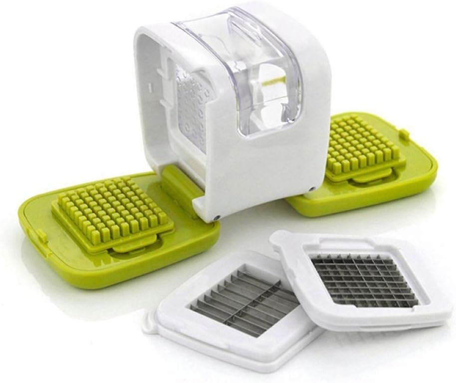 The Garlic Cube Garlic Press, Dices, Crushes, Minces, and Storage Container - Includes Silicone Garlic Peeler - Easy to Clean - Stainless Steel Blades