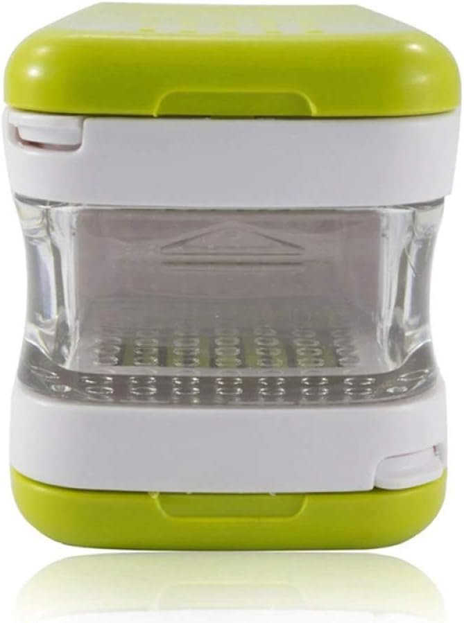 The Garlic Cube Garlic Press, Dices, Crushes, Minces, and Storage Container - Includes Silicone Garlic Peeler - Easy to Clean - Stainless Steel Blades