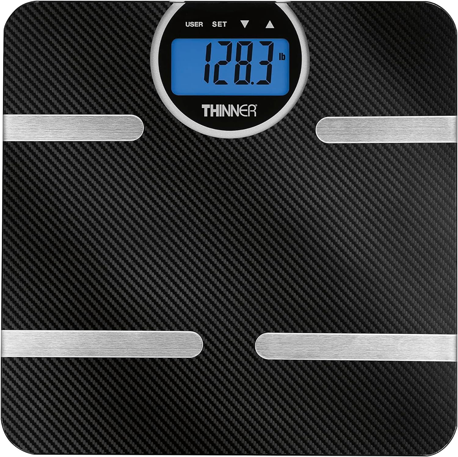 Thinner by Conair Scale for Body Weight, Digital Bathroom Scale with Body Fat, Muscle and BMI in Black Thinner by Conair Scale for Body Weight, Digital Bathroom Scale with Body Fat, Muscle and BMI in Black