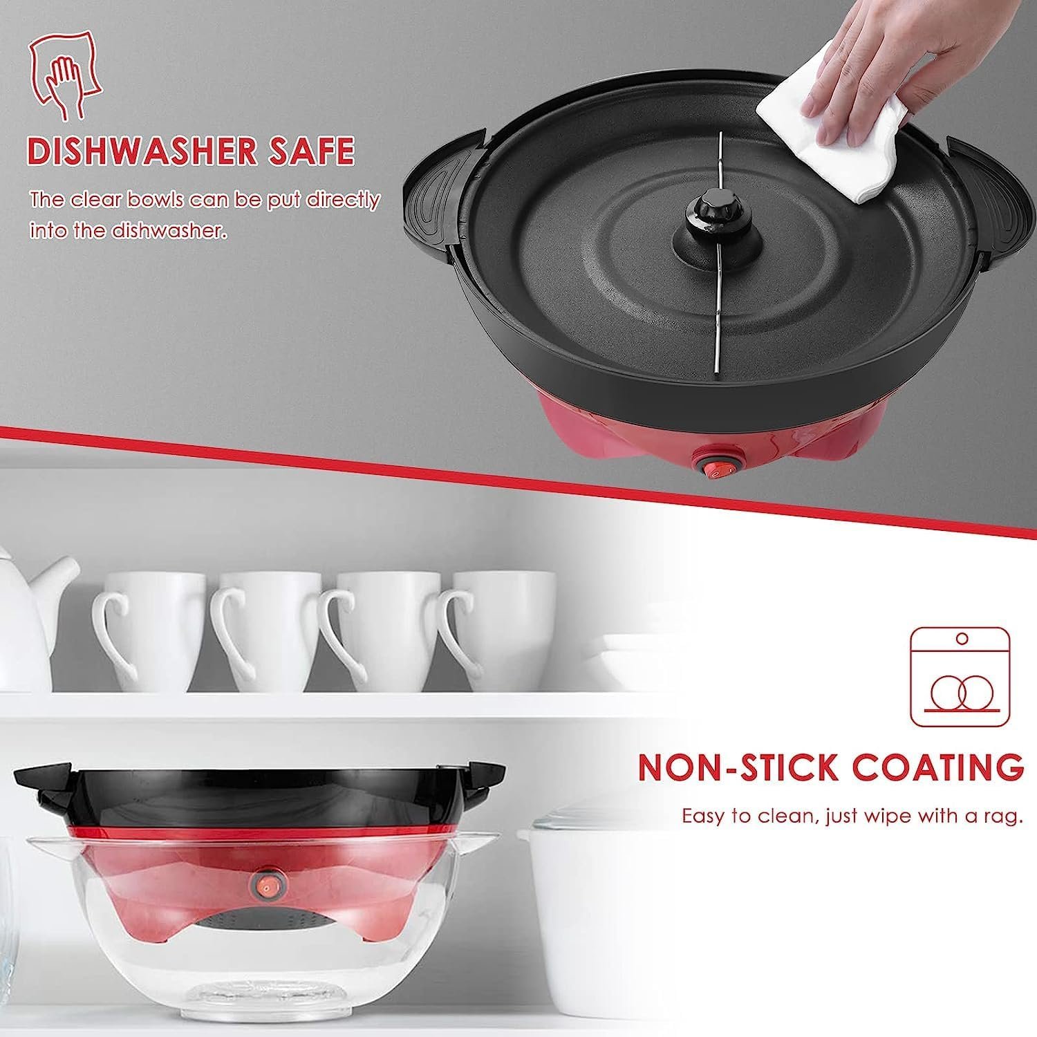 TLGREEN 6 Quart Popcorn Machine, Stir Crazy Popcorn Popper Machine, Electric Hot Oil Popcorn Maker Machine, with Nonstick Plate Stirring Rod, Large Lid for Serving Bowl and Two Measuring Cups TLGREEN 6 Quart Popcorn Machine, Stir Crazy Popcorn Popper Machine, Electric Hot Oil Popcorn Maker Machine, with Nonstick Plate Stirring Rod, Large Lid for Serving Bowl and Two Measuring Cups