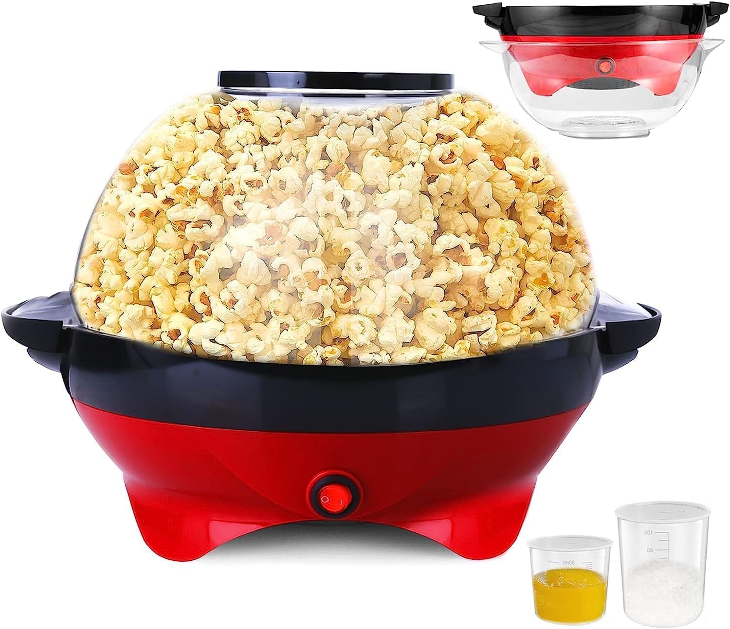 TLGREEN 6 Quart Popcorn Machine, Stir Crazy Popcorn Popper Machine, Electric Hot Oil Popcorn Maker Machine, with Nonstick Plate Stirring Rod, Large Lid for Serving Bowl and Two Measuring Cups TLGREEN 6 Quart Popcorn Machine, Stir Crazy Popcorn Popper Machine, Electric Hot Oil Popcorn Maker Machine, with Nonstick Plate Stirring Rod, Large Lid for Serving Bowl and Two Measuring Cups