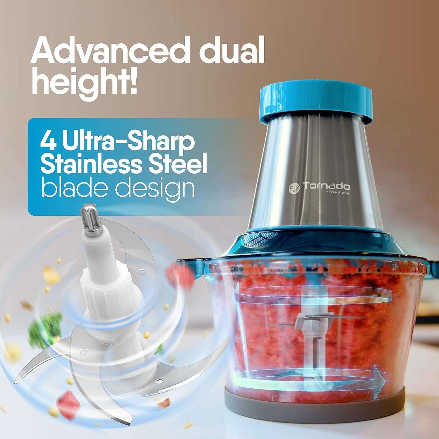 Tornado Electric Food Processor  Vegetable Chopper - Glass Food Processors, Meat Grinder, Food Chopper Electric, Mini Food Processor, Procesador de Alimentos Electrico, Small Blender Food Processor