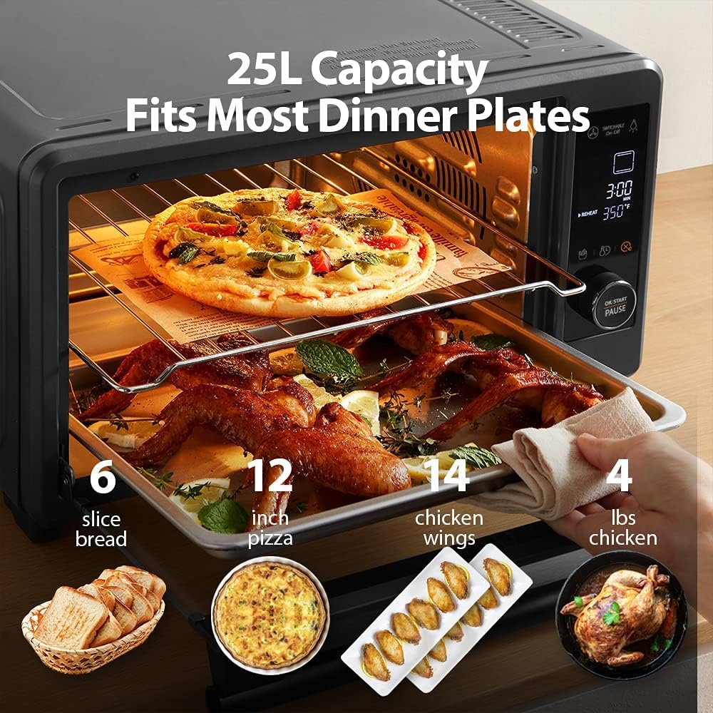 Toshiba TL2-AC25CZA(GR) Air Fryer Toaster Oven, 6-in-1 Digital Convection Oven for 9 Cooking Presets, 6-Slice Bread/12-Inch Pizza, 1750W, Charcoal Grey Toshiba TL2-AC25CZA(GR) Air Fryer Toaster Oven, 6-in-1 Digital Convection Oven for 9 Cooking Presets, 6-Slice Bread/12-Inch Pizza, 1750W, Charcoal Grey