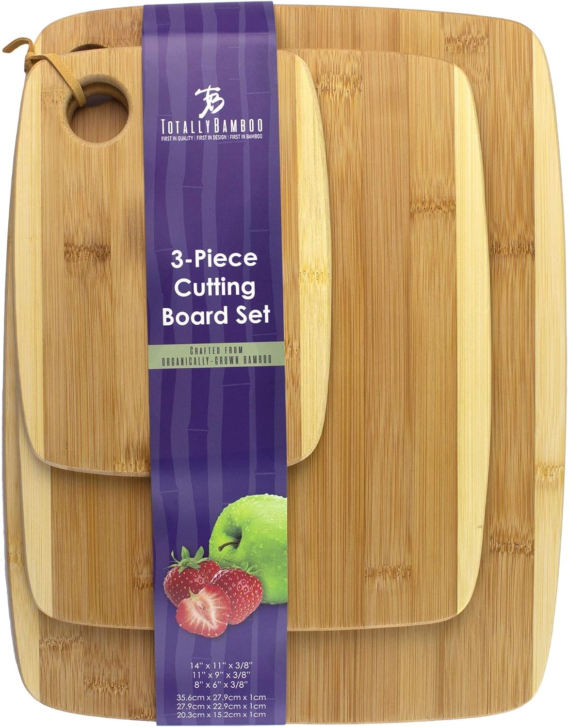 Totally Bamboo 3-Piece Two-Tone Bamboo Serving and Cutting Board Set