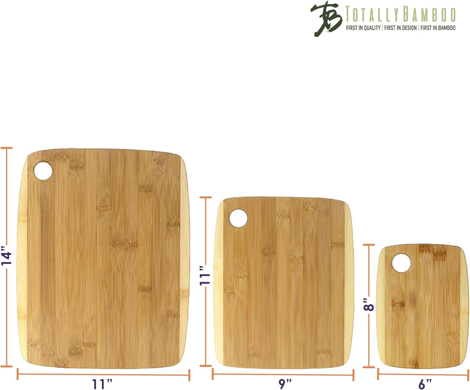 Totally Bamboo 3-Piece Two-Tone Bamboo Serving and Cutting Board Set