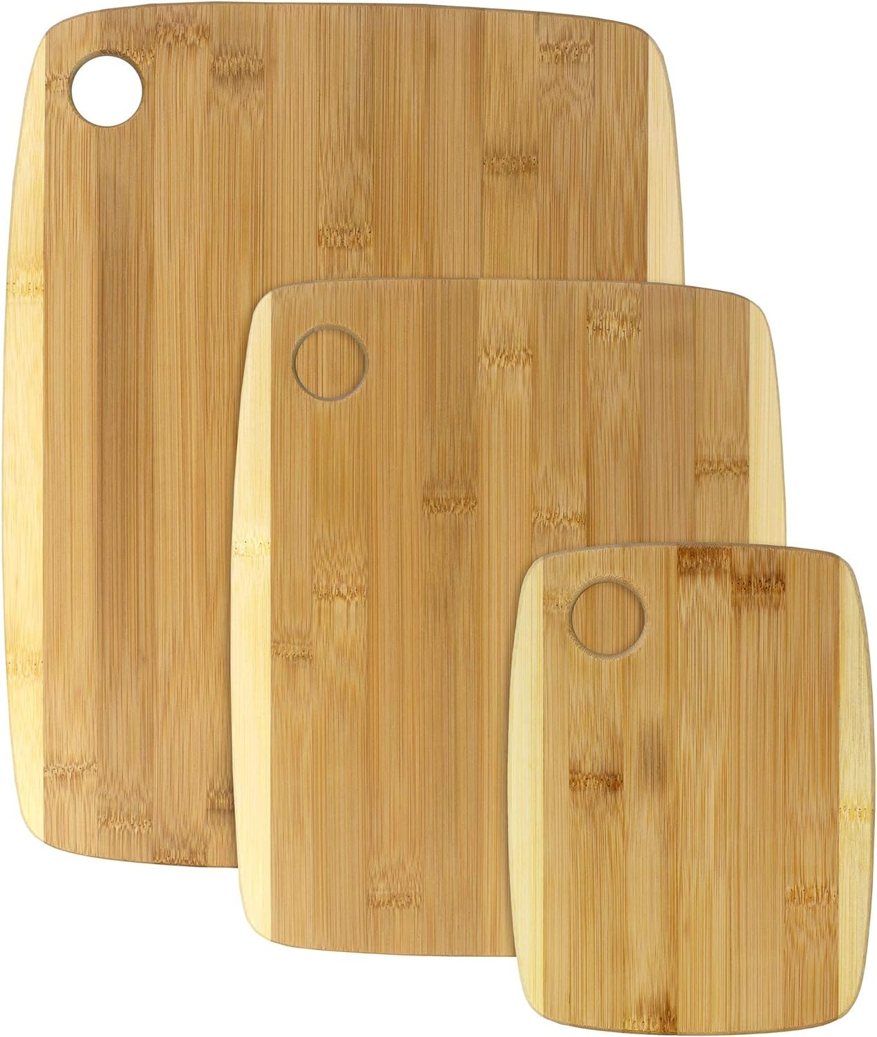 Totally Bamboo 3-Piece Two-Tone Bamboo Serving and Cutting Board Set