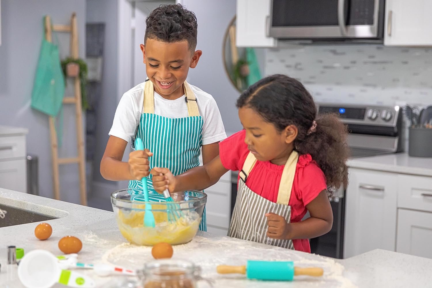 Tovla Jr. Kids Cooking Utensils Set - 4-Piece Kids Kitchen Tools - Safe Kids Baking Set - Food Grade Toddler Chef Supplies - Gender Neutral Silicone Cookware Kit with Spatula Whisk Tongs Rolling Pin Tovla Jr. Kids Cooking Utensils Set - 4-Piece Kids Kitchen Tools - Safe Kids Baking Set - Food Grade Toddler Chef Supplies - Gender Neutral Silicone Cookware Kit with Spatula Whisk Tongs Rolling Pin
