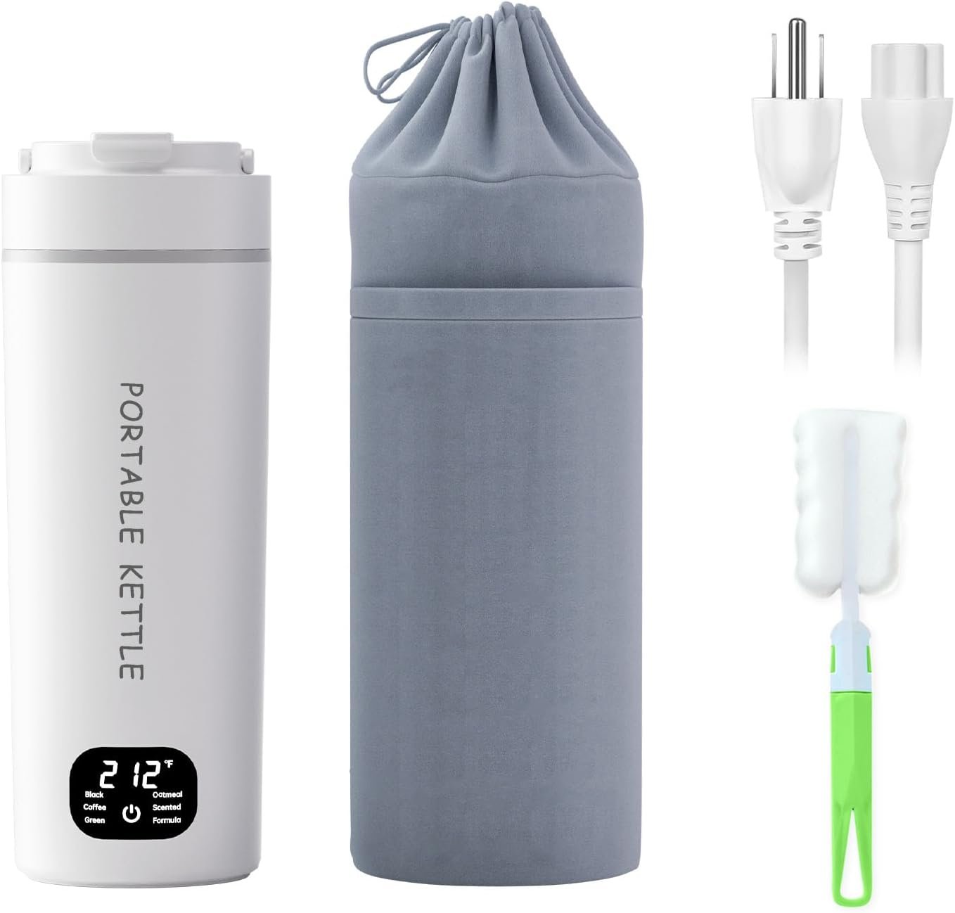Travel Electric Kettle Small Mini Portable Hot Water kettle for Tea, Coffee, Milk, 6 Temperature Controls and LCD Display, 316 Stainless Steel and 380ml, Auto Shut Off  Boil Dry Protection