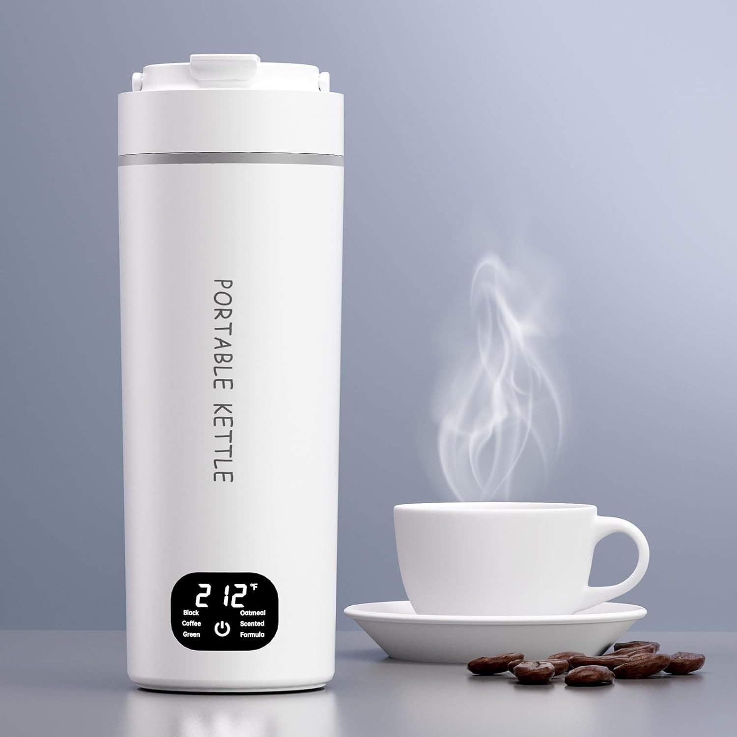 Travel Electric Kettle Small Mini Portable Hot Water kettle for Tea, Coffee, Milk, 6 Temperature Controls and LCD Display, 316 Stainless Steel and 380ml, Auto Shut Off  Boil Dry Protection