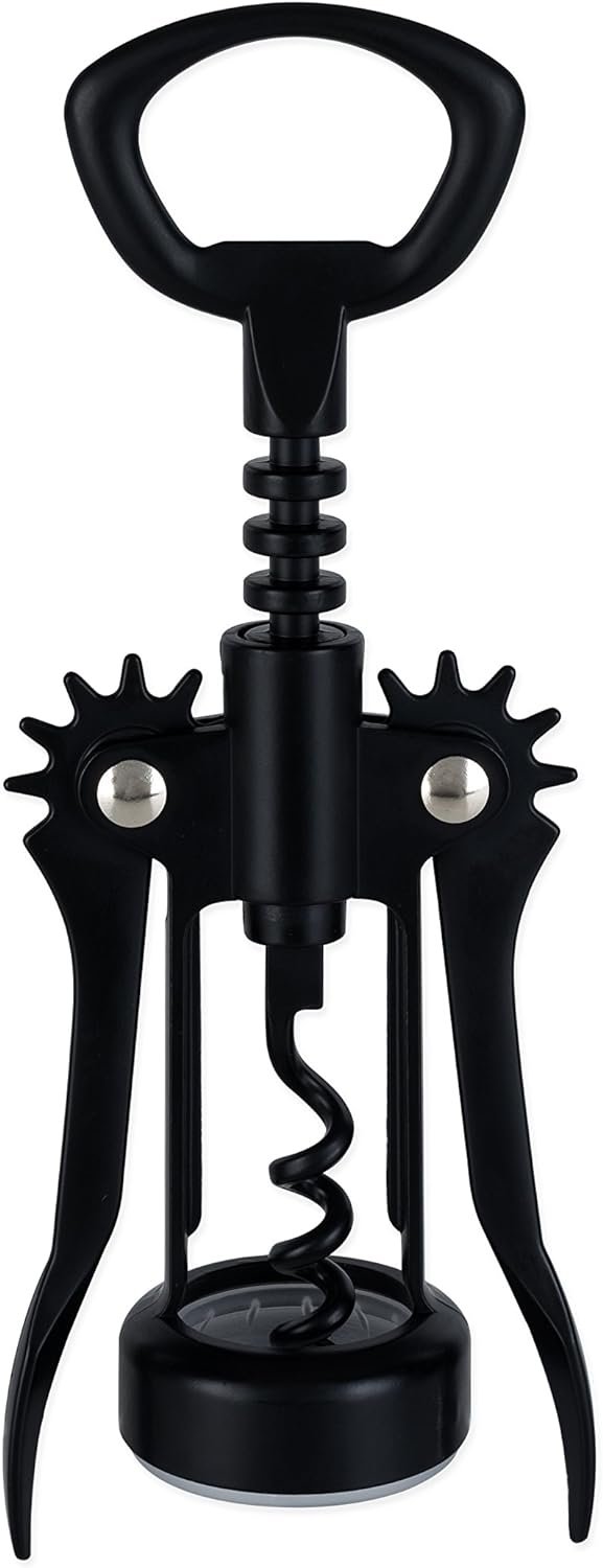 True Soar Matte Black Winged Corkscrew, Self Centering Worm, Bottle Opener