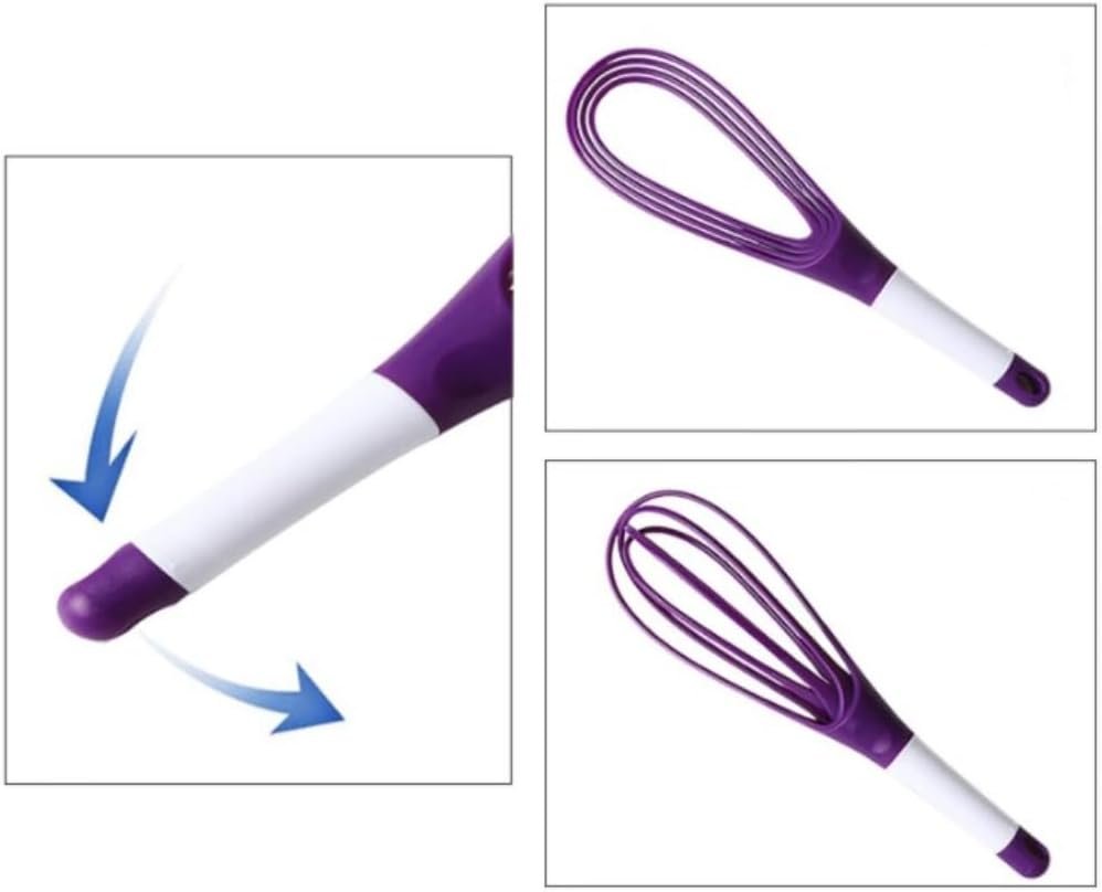 Twist Whisk 2-In-1 Balloon and Flat Whisk Silicone Coated Steel Wire, 11.5, Multicolor (Purple)