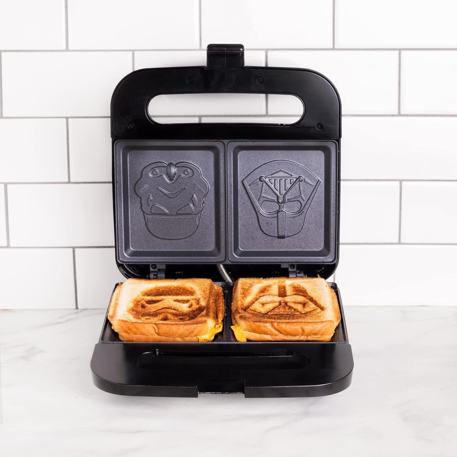 Uncanny Brands Star Wars Darth Vader and Stormtrooper Grilled Cheese Maker- Panini Press and Compact Indoor Grill- Opens 180 Degrees for Burgers, Steaks, Bacon Uncanny Brands Star Wars Darth Vader and Stormtrooper Grilled Cheese Maker- Panini Press and Compact Indoor Grill- Opens 180 Degrees for Burgers, Steaks, Bacon