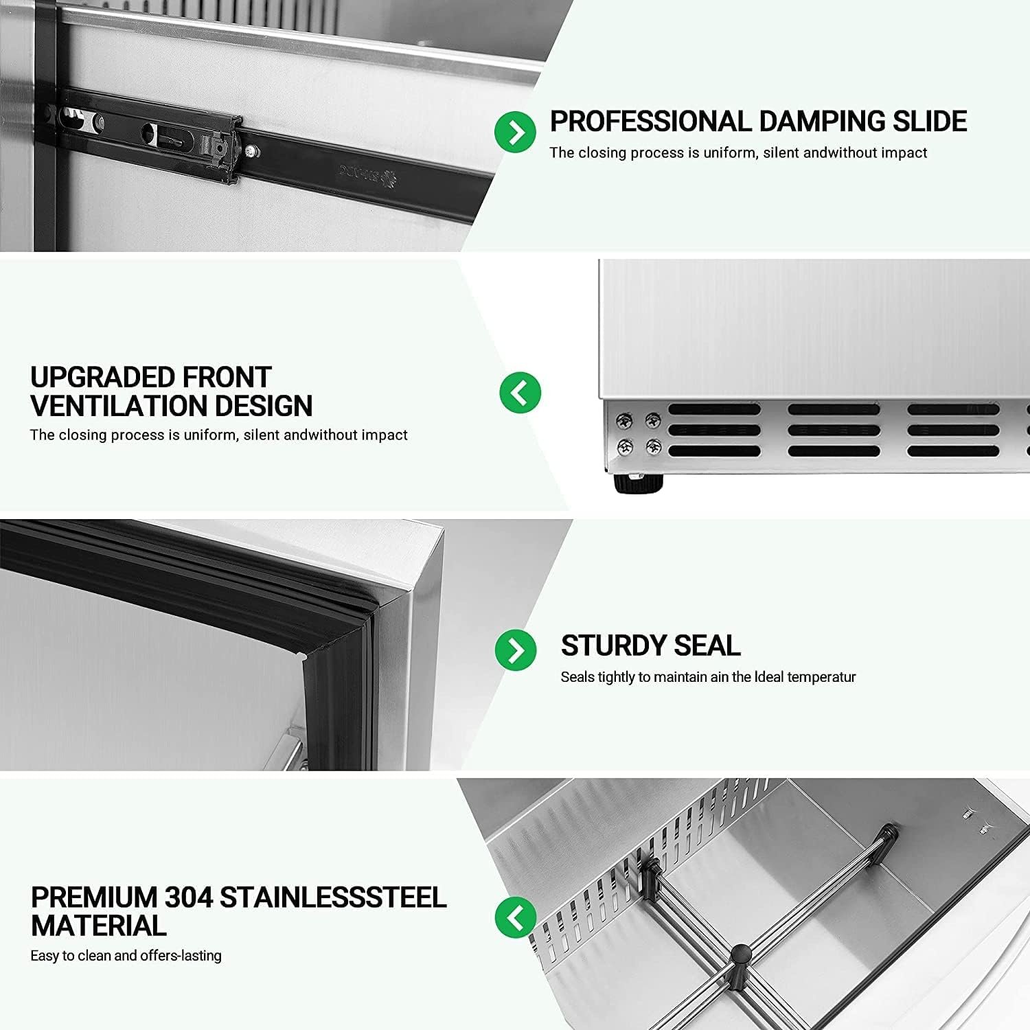 Under Counter Refrigerator, Stainless Steel Under Counter Drawer Fridge ICEJUNGLE Beverage Fridge Refrigerator with Digital Displayfor Outdoor and Home Use