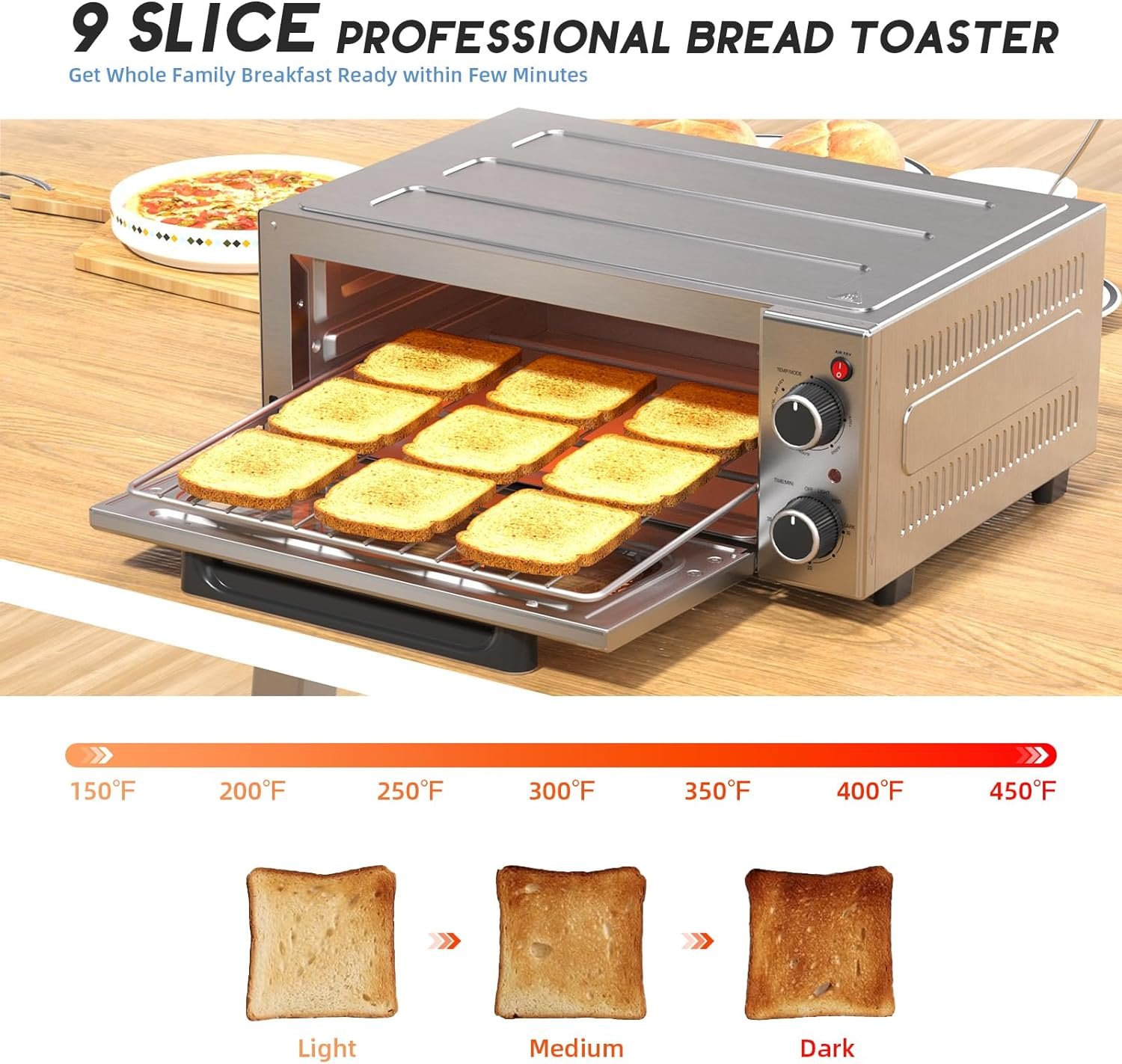 Unichefry Toaster Oven Air Fryer Combo with 4 Accessories, 1800W 15L Countertop Convection Toster Oven Fits 9 Slices or 12 Pizza, Stainless Steel with 4 Functions Including Convection, Bake Broil Unichefry Toaster Oven Air Fryer Combo with 4 Accessories, 1800W 15L Countertop Convection Toster Oven Fits 9 Slices or 12 Pizza, Stainless Steel with 4 Functions Including Convection, Bake Broil