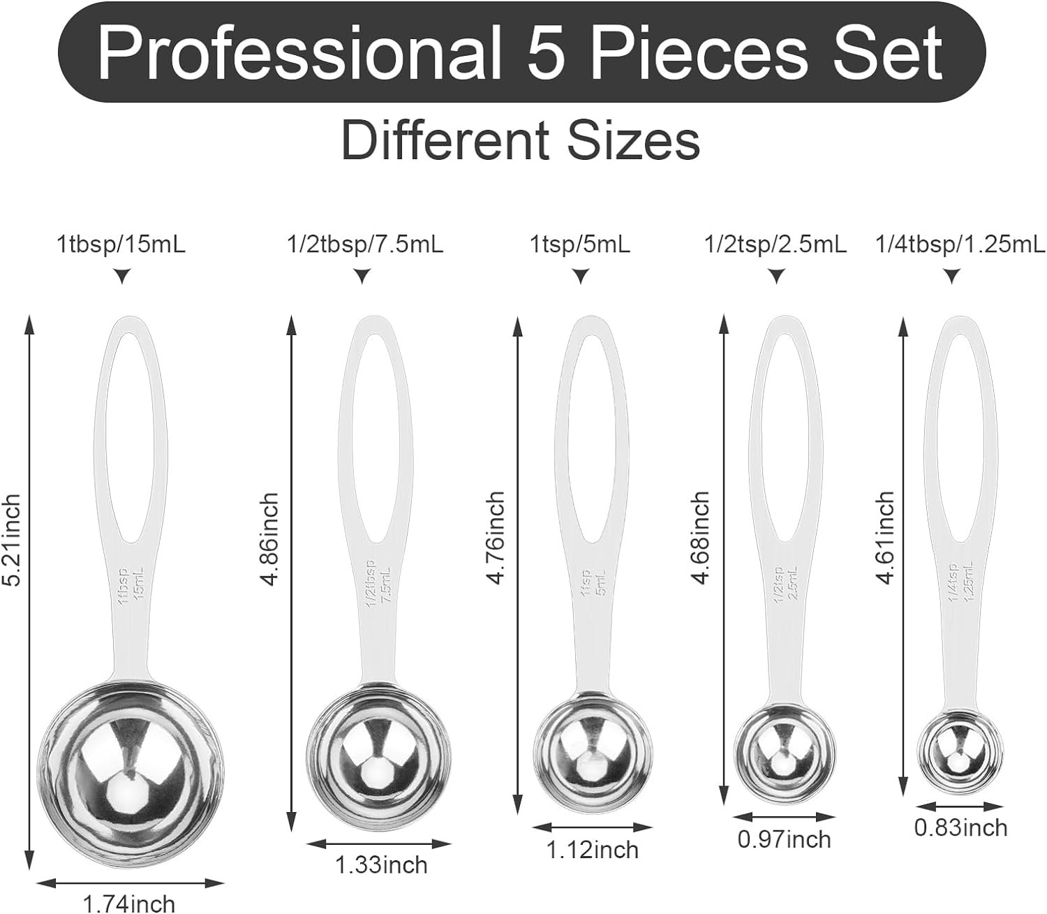 Upgrade 9 PCS Stainless Steel Measuring Spoons Set, Small Tablespoon, Teaspoons, Set 8 with Bonus Leveler for Dry and Liquid, Fits in Spice Jars, 1/32 1/16 1/8 1/4 1/2 1 tsp, 1/2 1 tbsp
