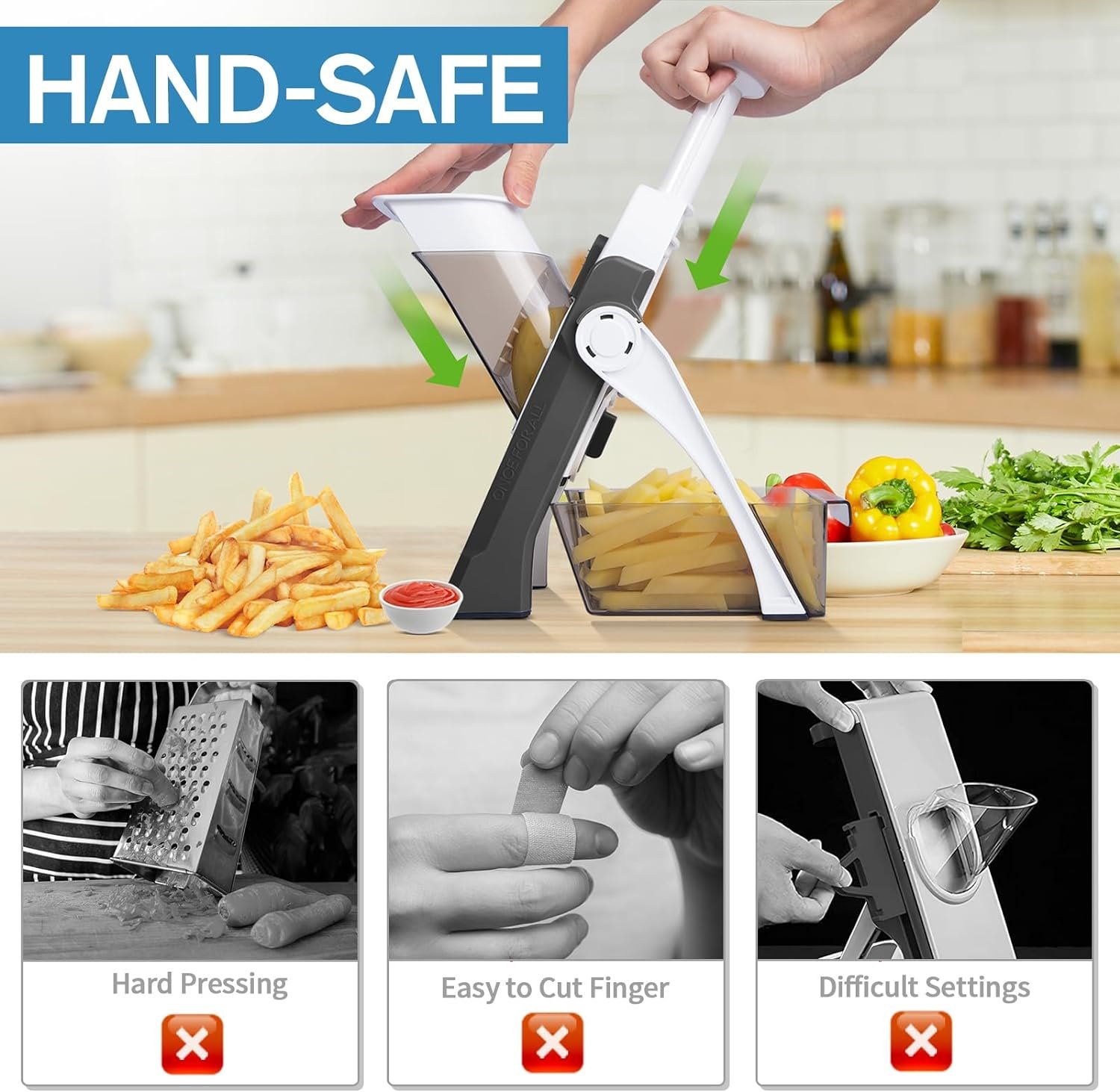 Upgraded version Mandoline Slicer for Kitchen Safe Vegetable Chopper 5 in 1  Adjustable mandoline slicer.Detachable Blade,Can cut slicing,strips,shredding and dicing Kitchen Veggie chopper Upgraded version Mandoline Slicer for Kitchen Safe Vegetable Chopper 5 in 1  Adjustable mandoline slicer.Detachable Blade,Can cut slicing,strips,shredding and dicing Kitchen Veggie chopper