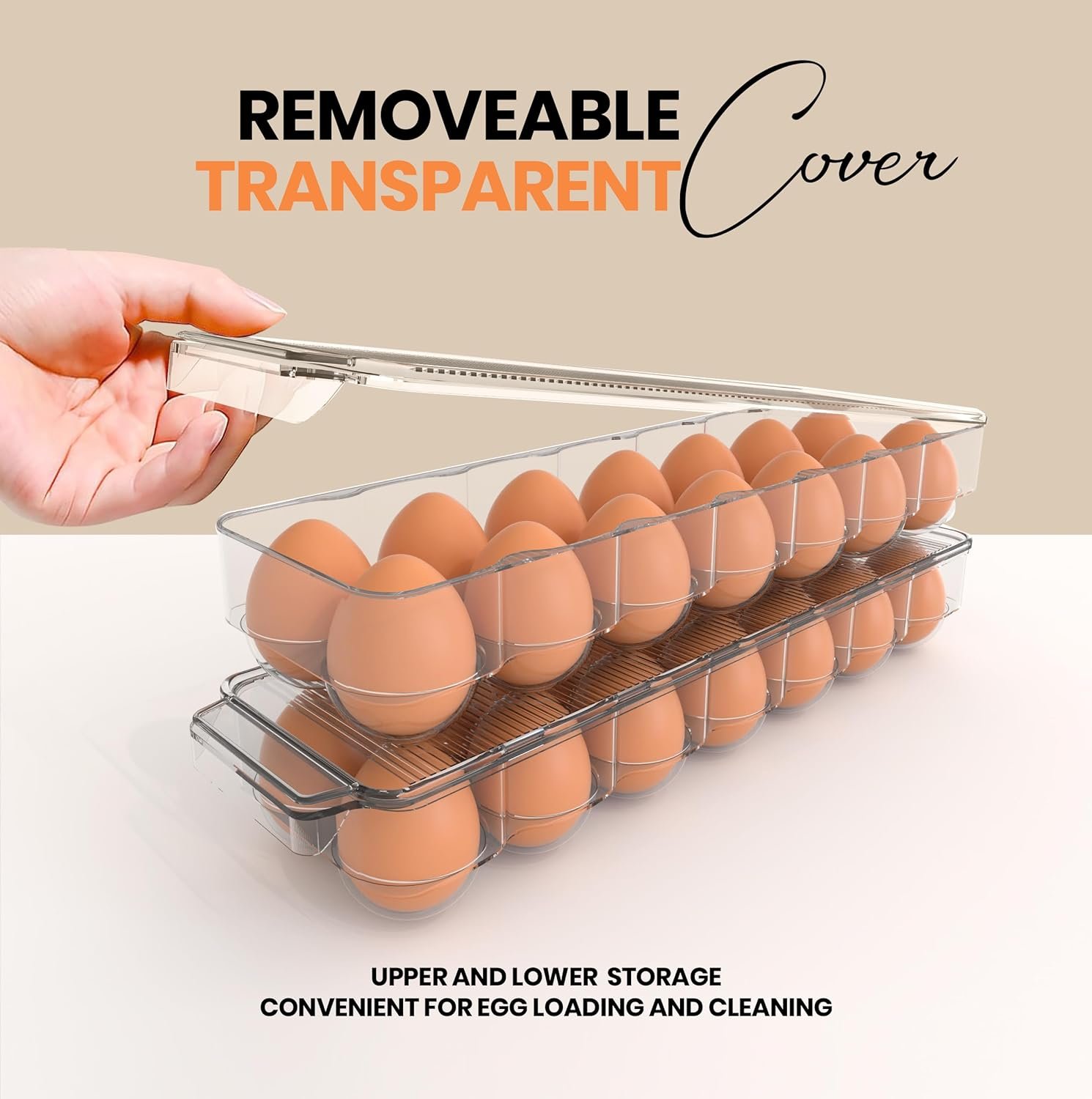 Utopia Home Egg Container For Refrigerator - 14 Egg Holder With Lid  Handle, Egg Storage  Tray (Clear, Pack of 1)