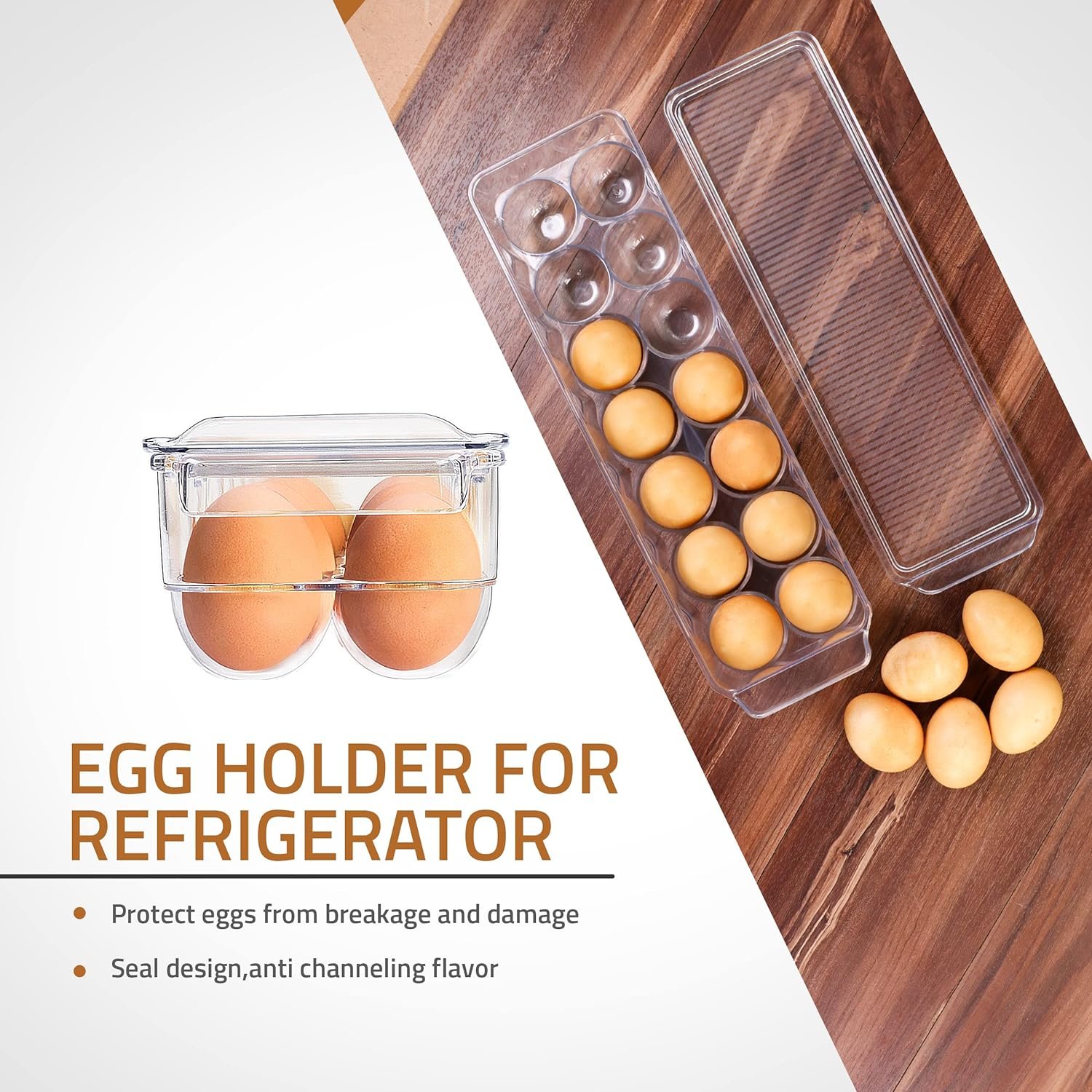 Utopia Home Egg Container For Refrigerator - 14 Egg Holder With Lid  Handle, Egg Storage  Tray (Clear, Pack of 1)